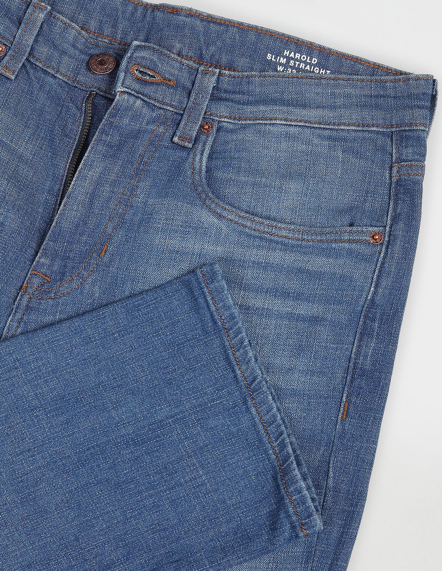Slim Straight Fit Mid Wash Jeans Blue - U.S. Polo Assn. India | Large
