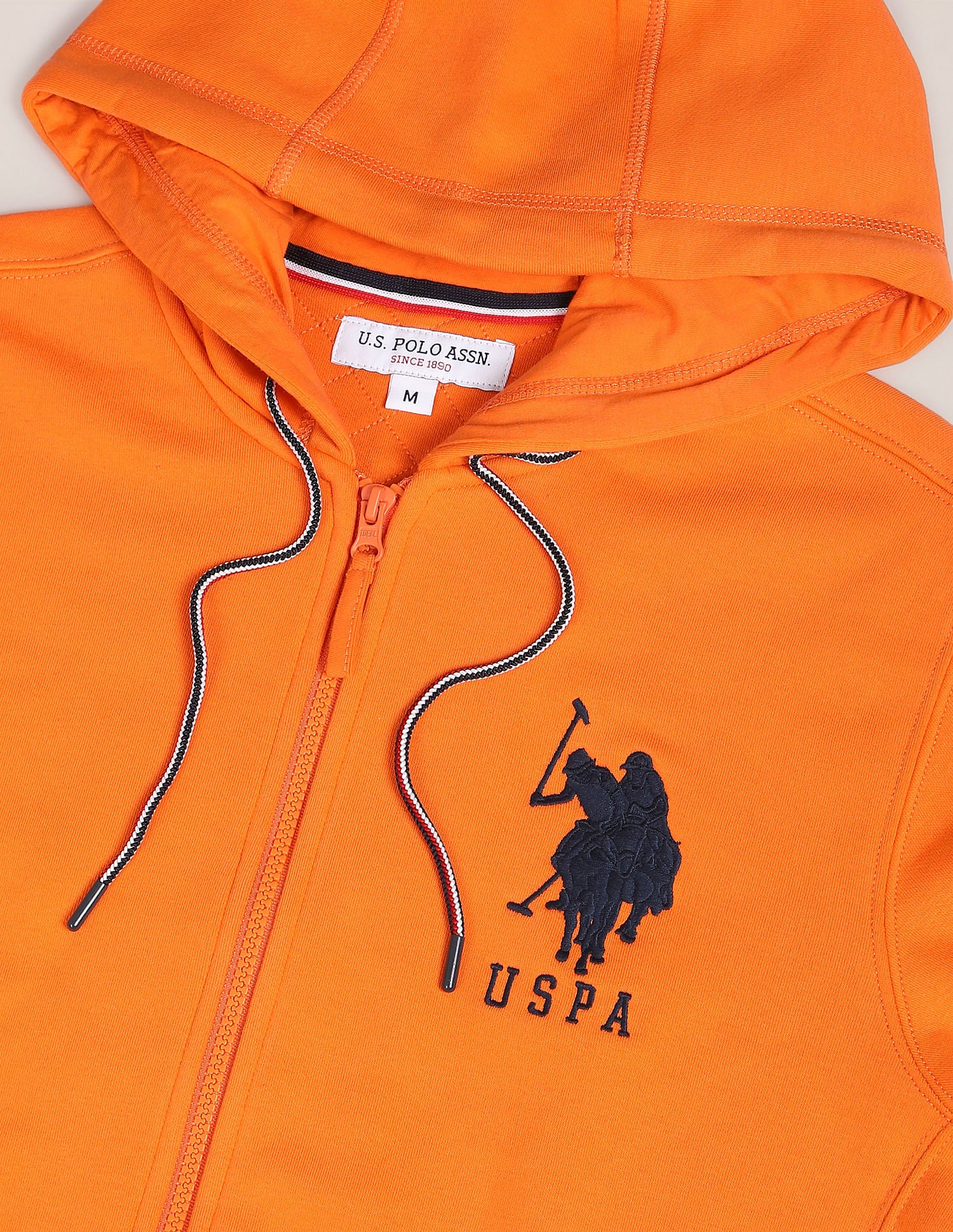 Drawstring Hood Solid Sweatshirt Orange - U.S. Polo Assn. India | Large
