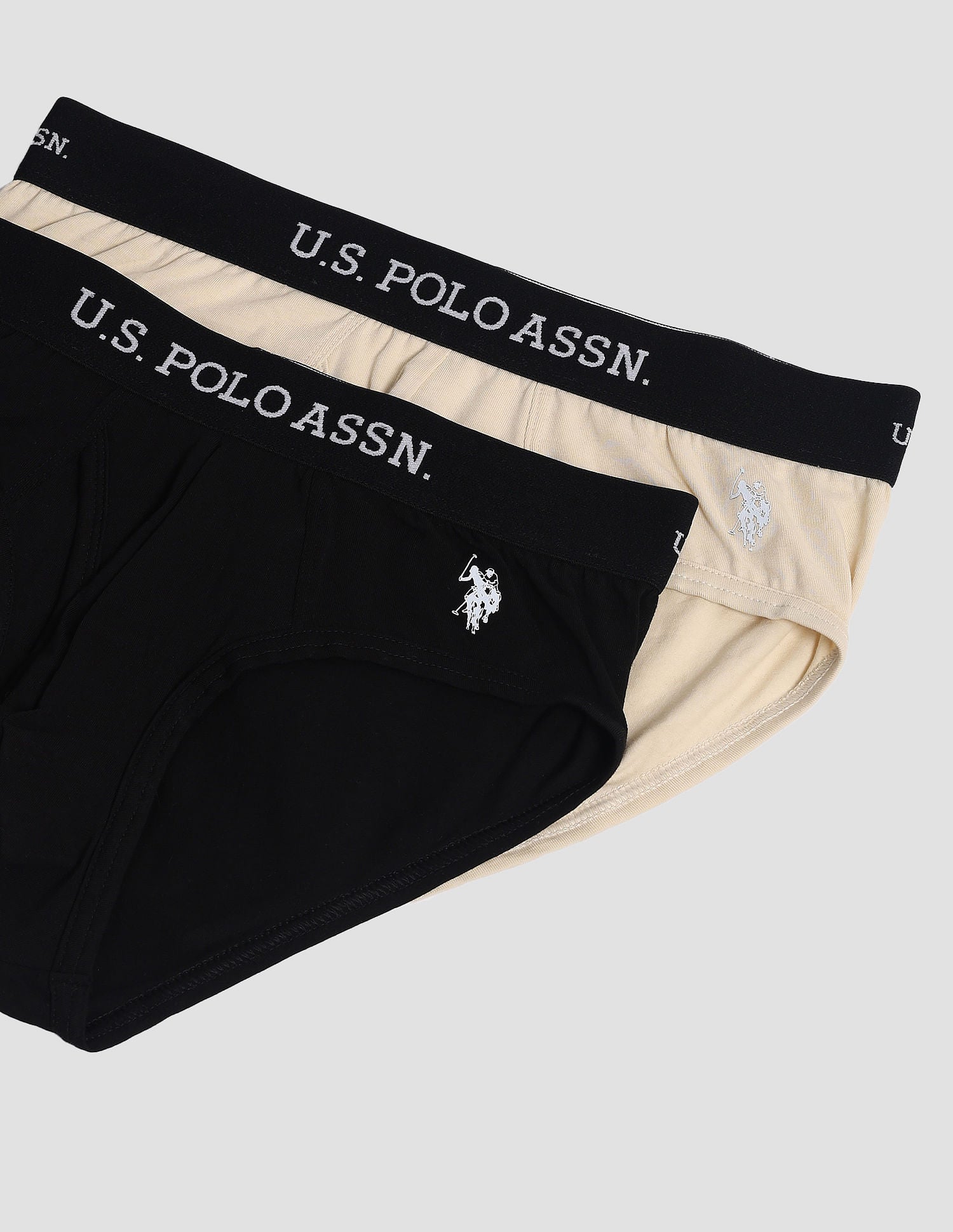 Elasticized Waist OEB11 Briefs - Pack Of 2 Frozen Dew and Black - U.S. POLO ASSN. | Large