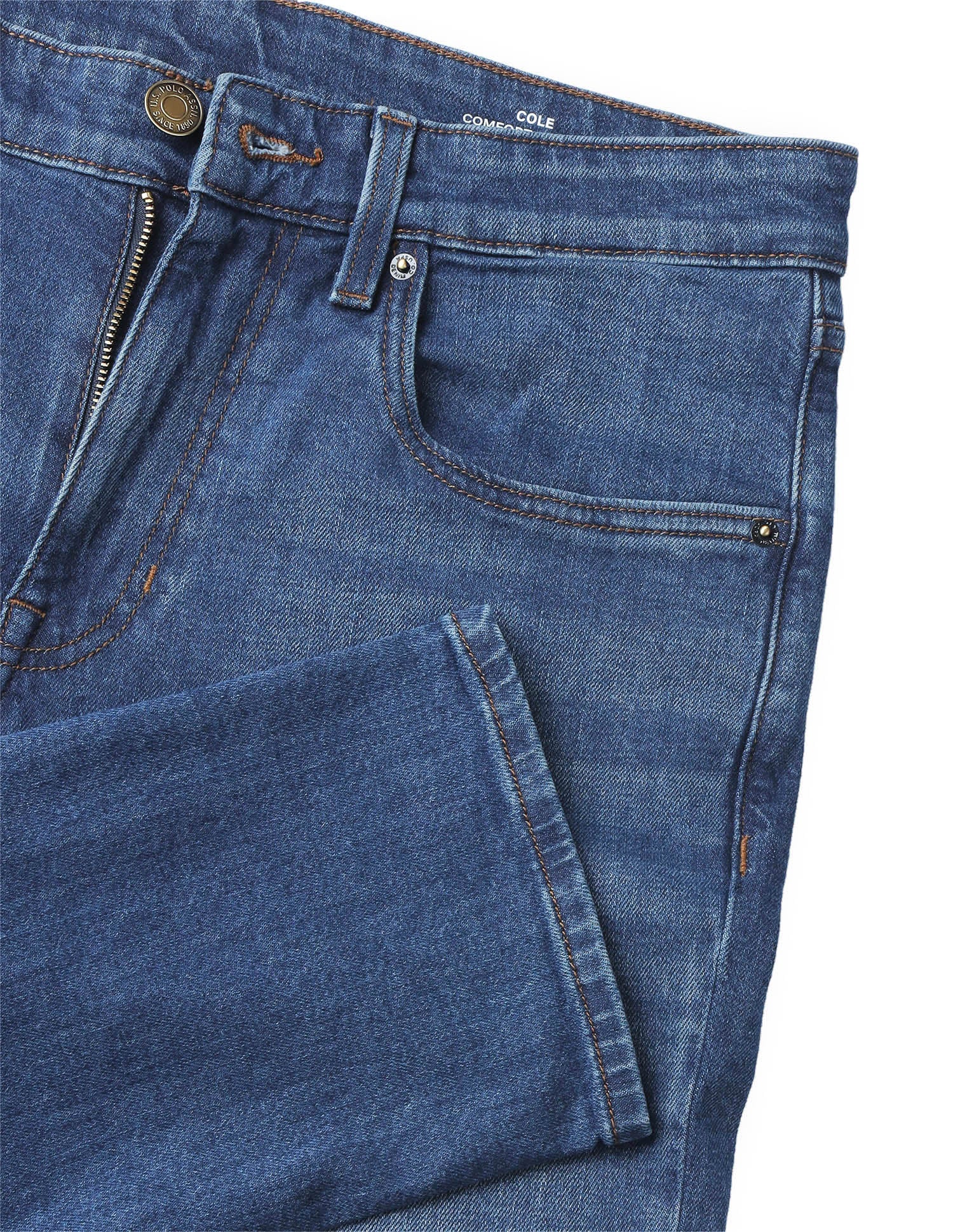 Cole Comfort Cropped Fit Blue Jeans Mid Blue - U.S. Polo Assn. India | Large