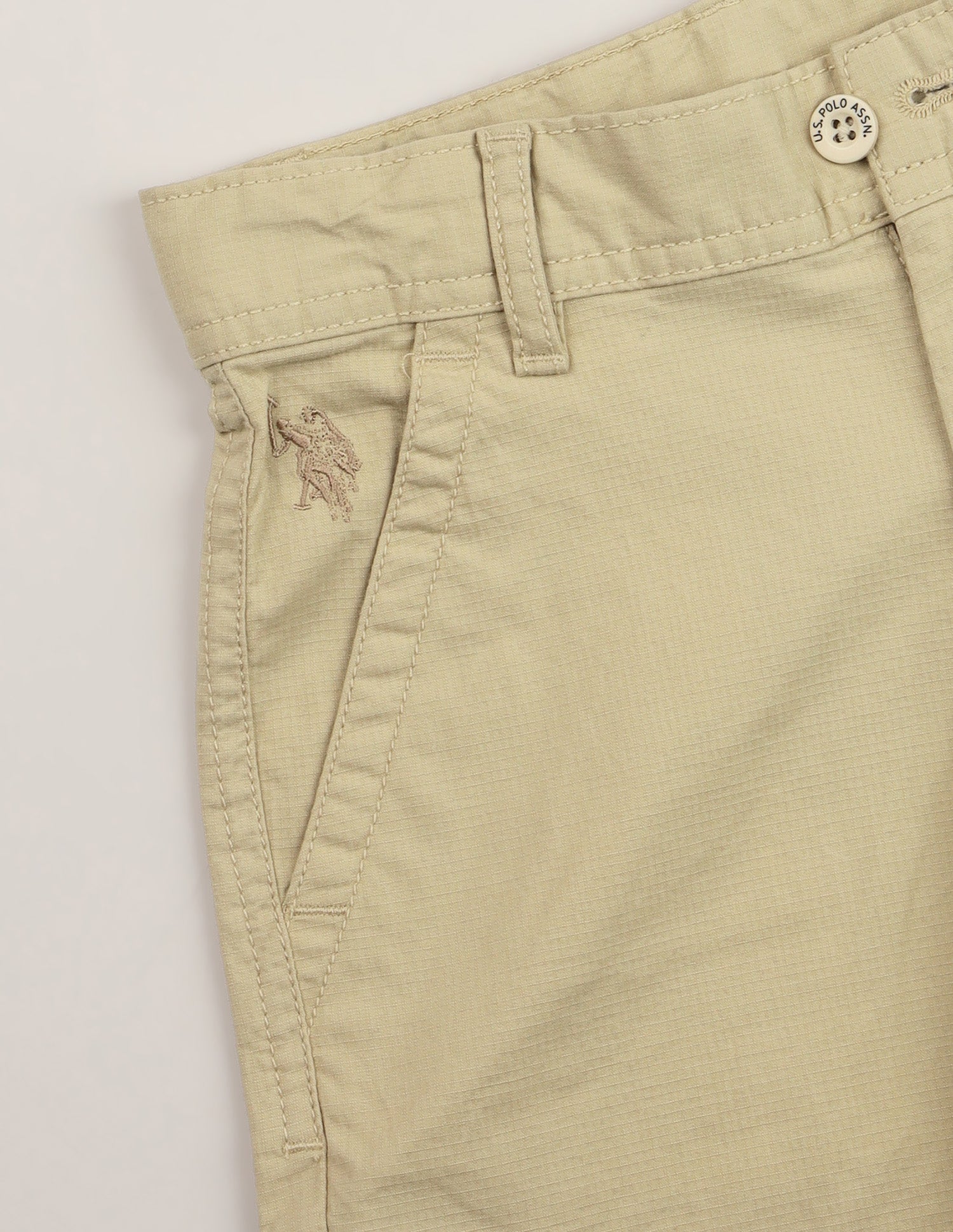 Mid Rise Relaxed Fit Shorts Beige - U.S. Polo Assn. India | Large
