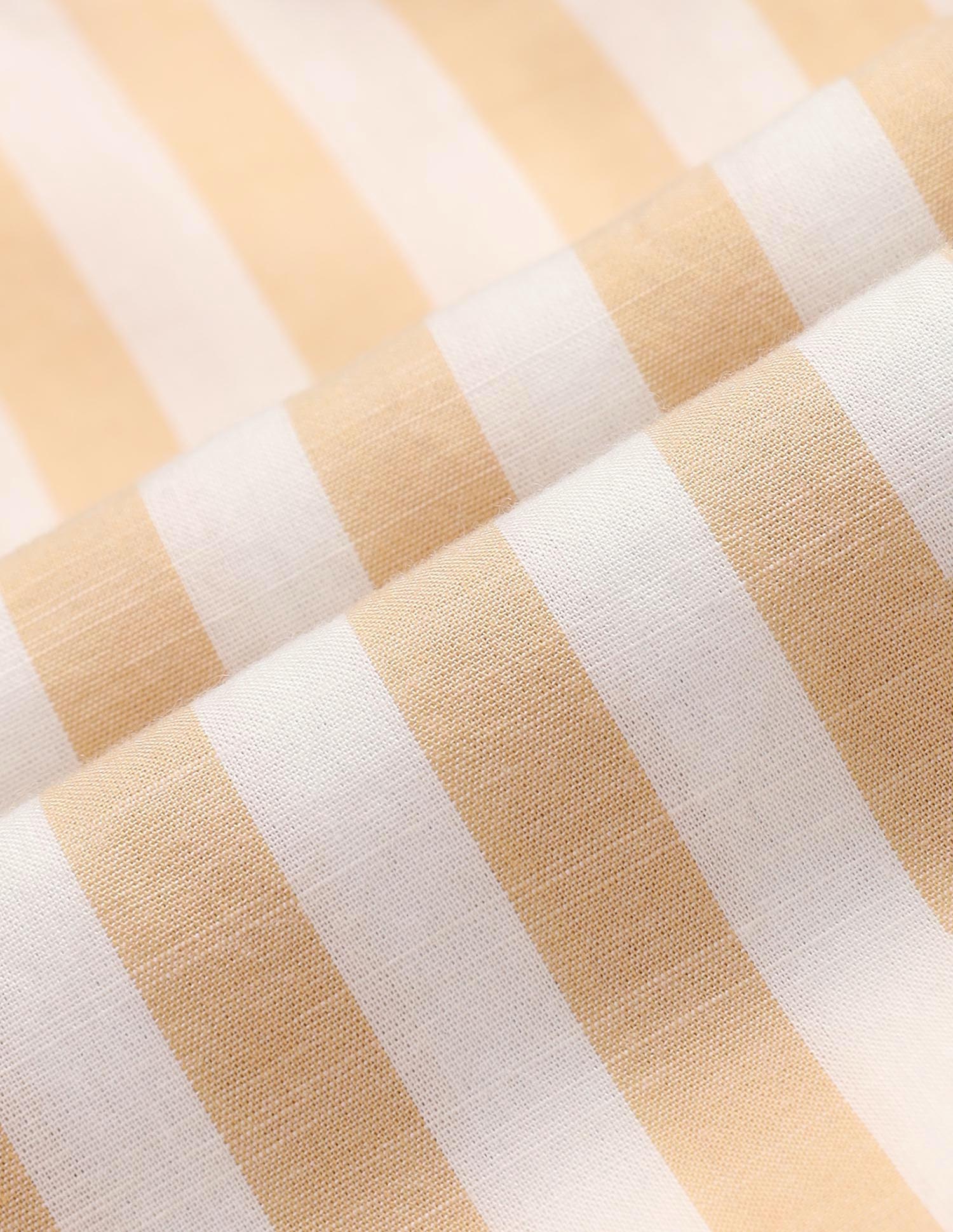 Boys Vertical Striped Mandarin Shirt Beige - U.S. POLO ASSN. | Large