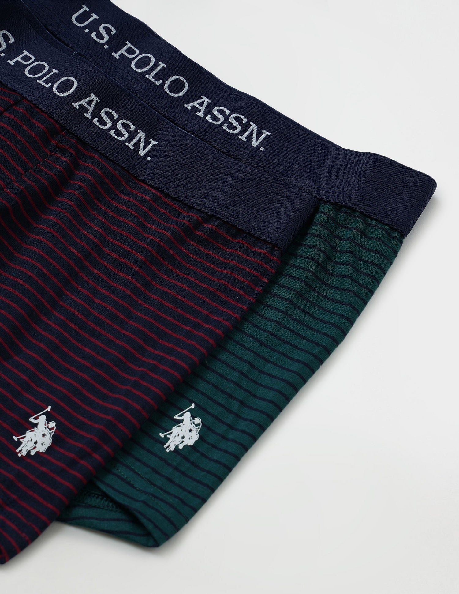 Horizontal Striped ET005 Trunks - Pack Of 2 Green and Red - U.S. POLO ASSN. | Large