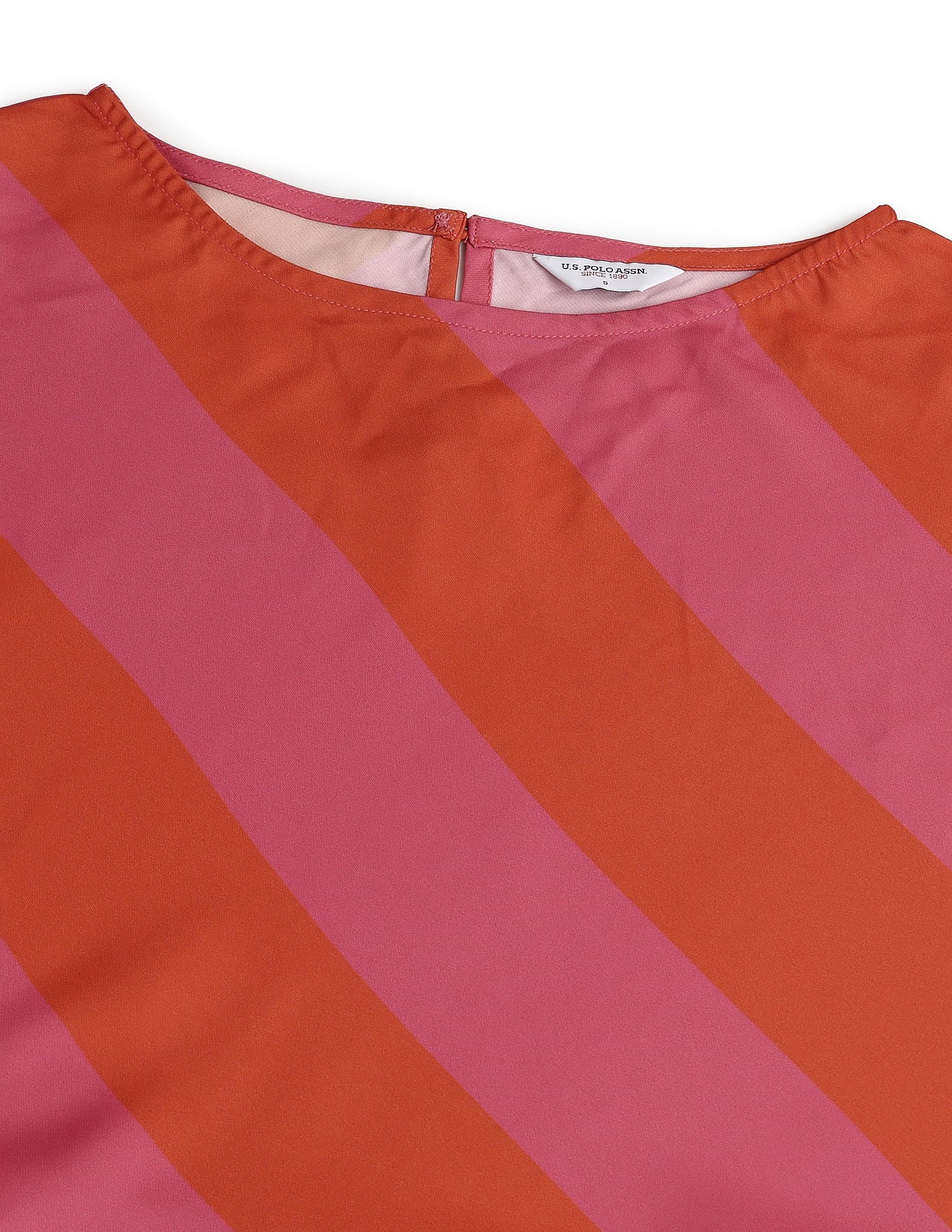 Round Neck Diagonal Stripe Dress Pink - U.S. POLO ASSN. | Large