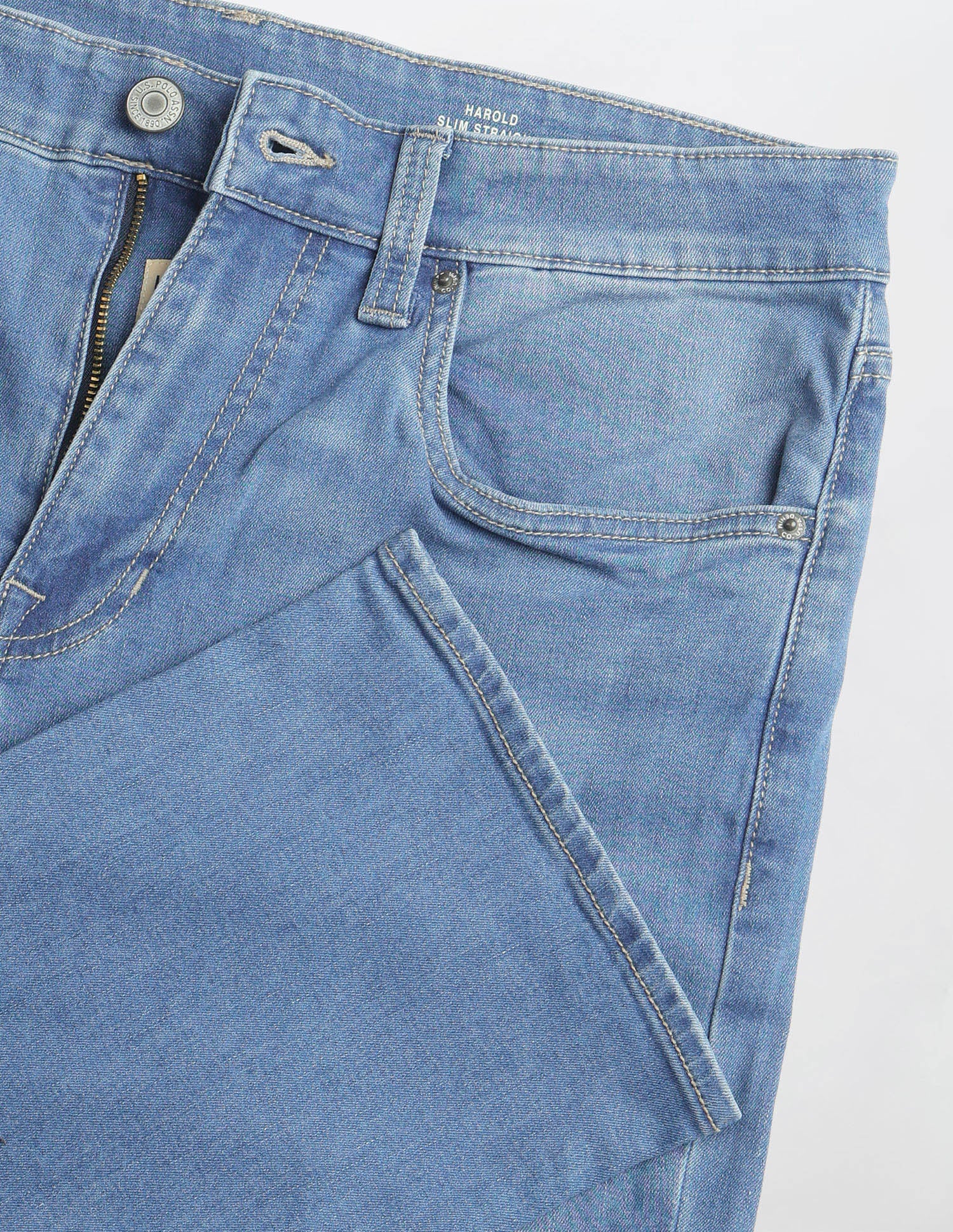 Harold Slim Straight Fit Blue Jeans Light Indigo - U.S. Polo Assn. India | Large