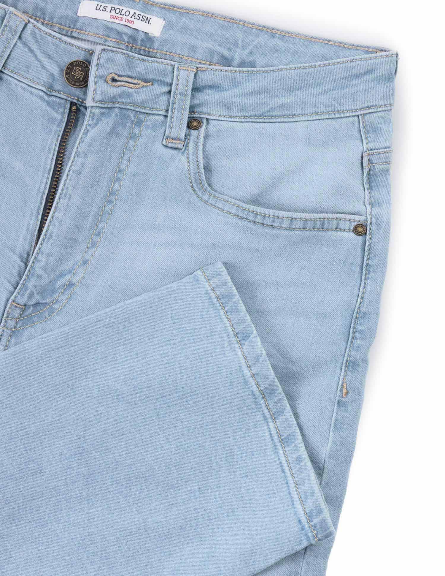 High Rise Straight Fit Cloud Soft Jeans Light Blue - U.S. Polo Assn. India | Large