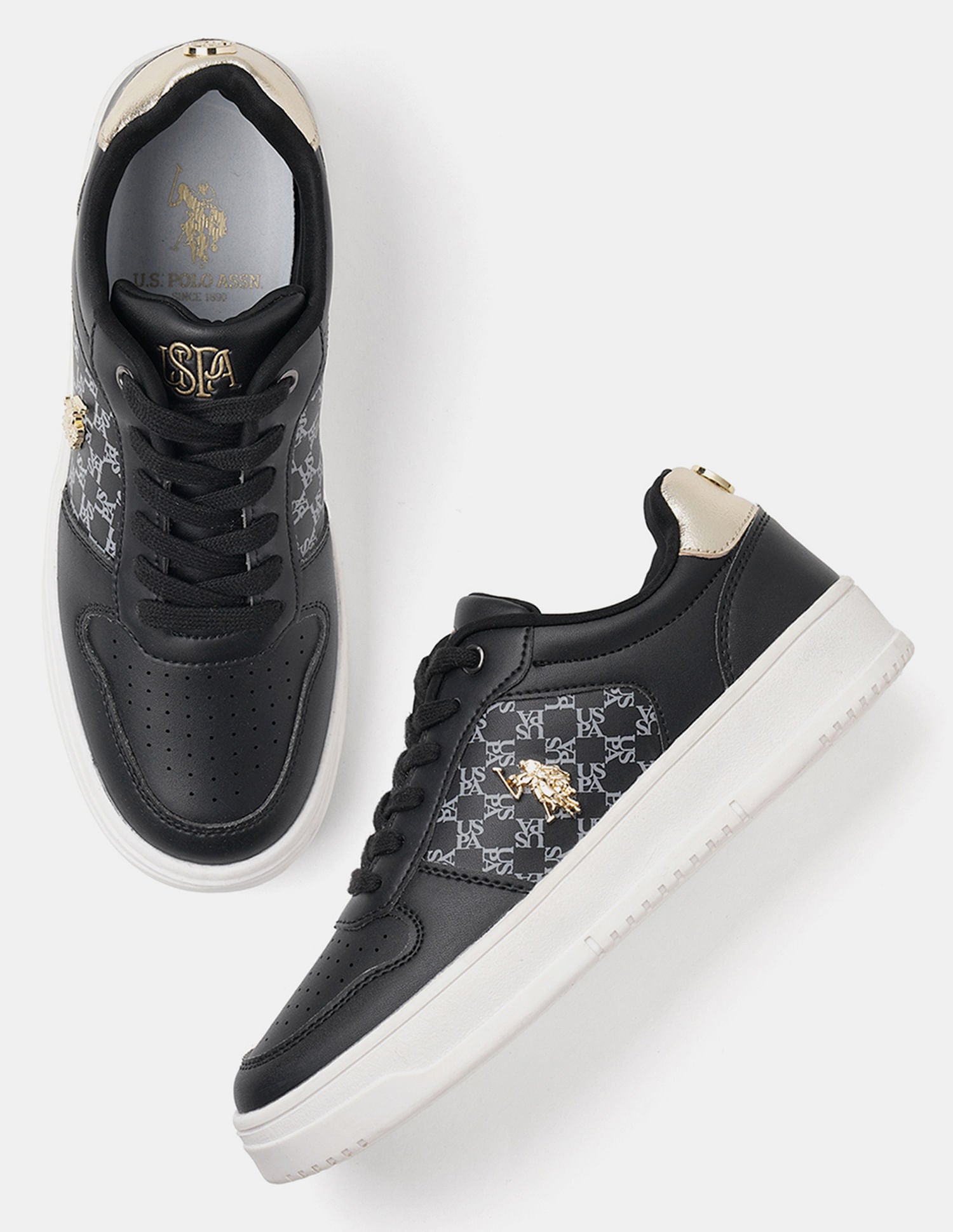 Women Round Toe Corinna Sneakers Black - U.S. POLO ASSN. | Large