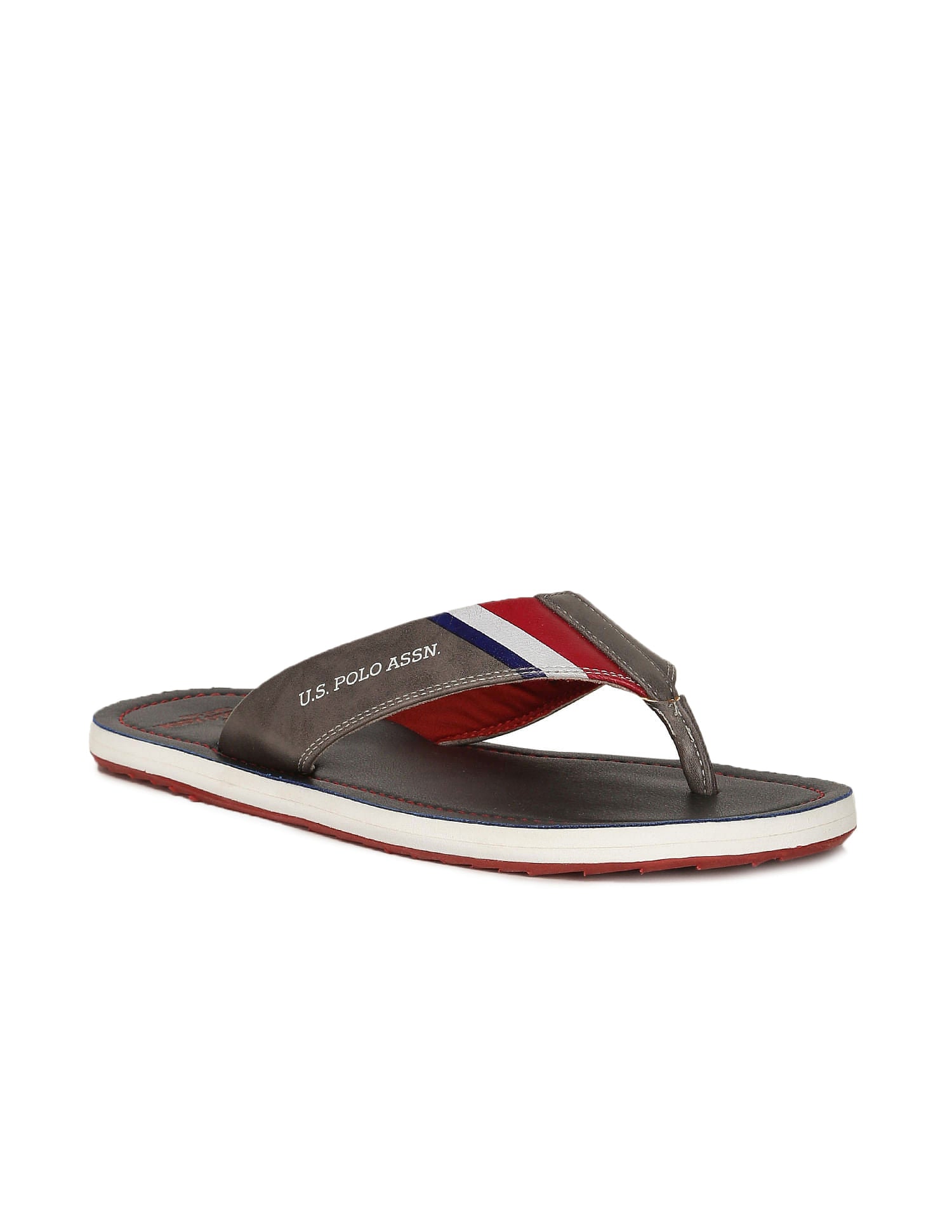 Brand Print Patt 2.0 Flip Flops Grey and Black - U.S. Polo Assn. India | Large