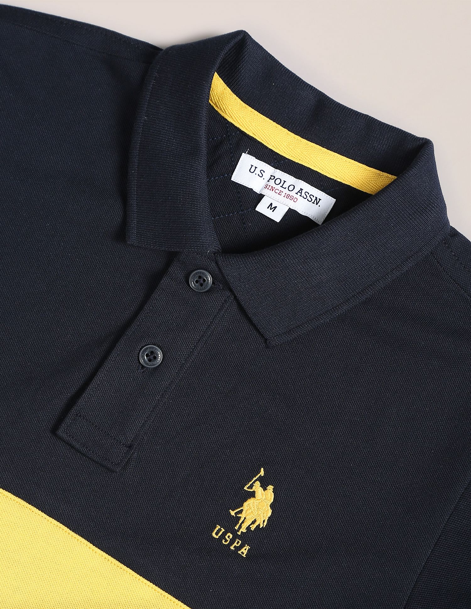 Colour Block Cotton Polo Shirt Navy - U.S. POLO ASSN. | Large