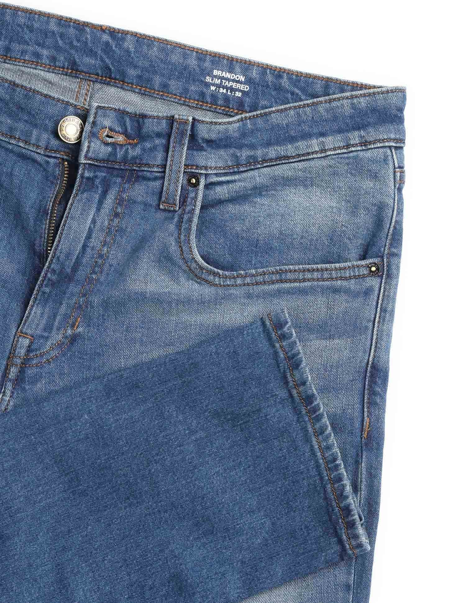 Brandon Slim-Tapered Fit Blue Jeans Mid Blue - U.S. Polo Assn. India | Large