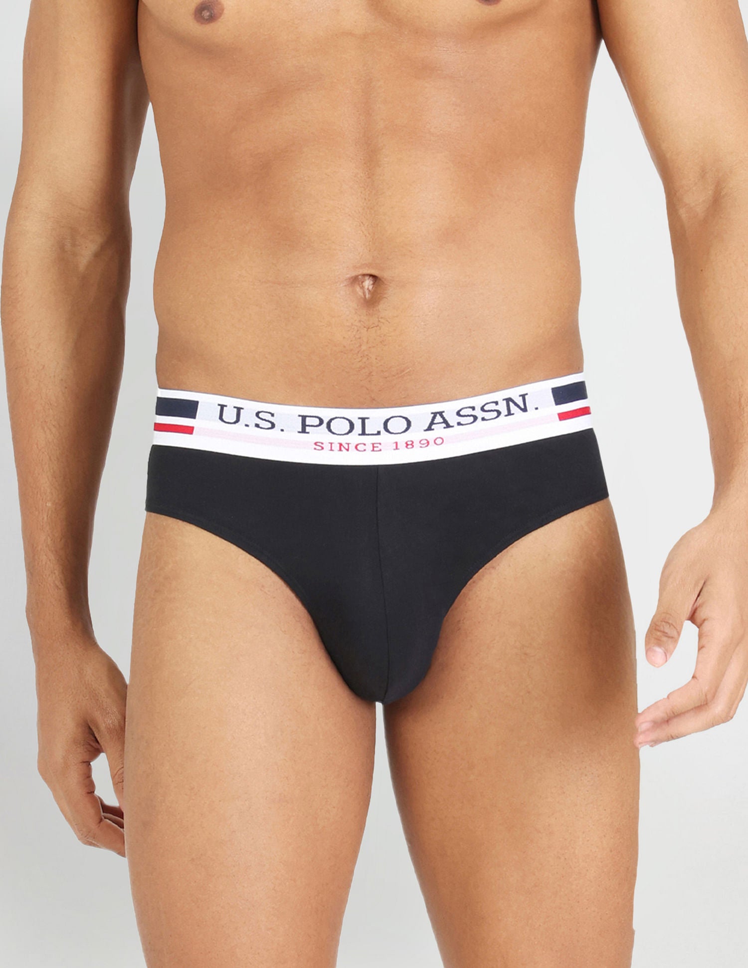 Mid Rise Solid Cotton I006 Briefs - Pack Of 2 Black - U.S. POLO ASSN. | Large