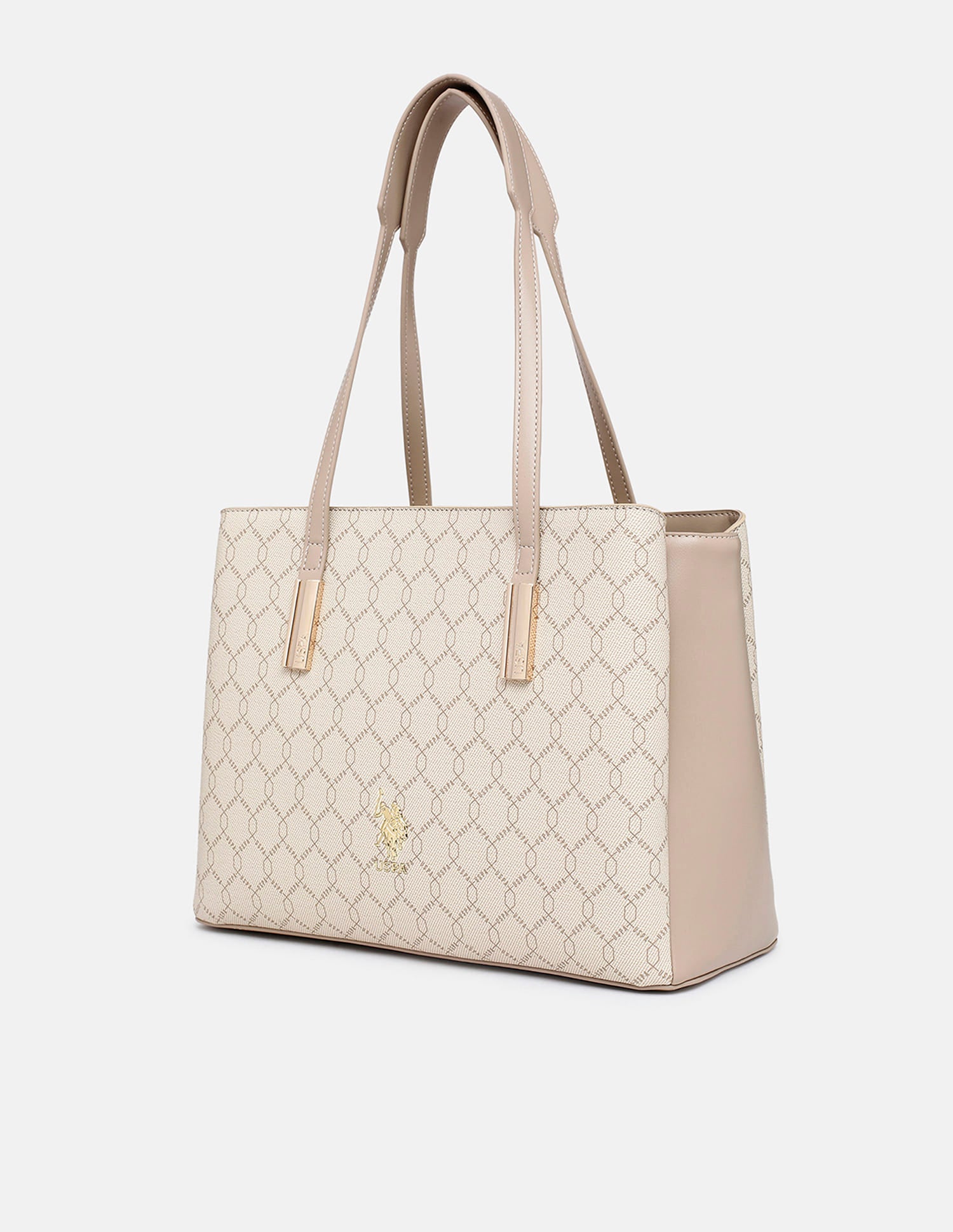 Cia Monogram Tote Bag Beige - U.S. Polo Assn. India | Large