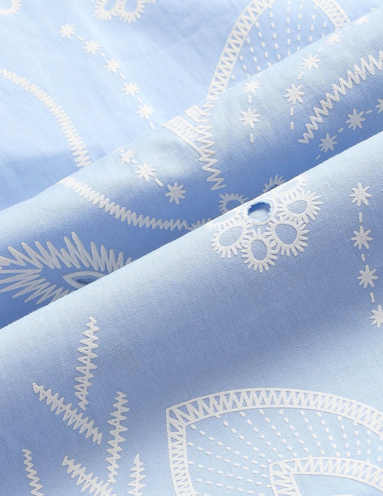 Floral Printed Cut Work Oversized Fit Shirt Light Blue - U.S. Polo Assn. India | Large