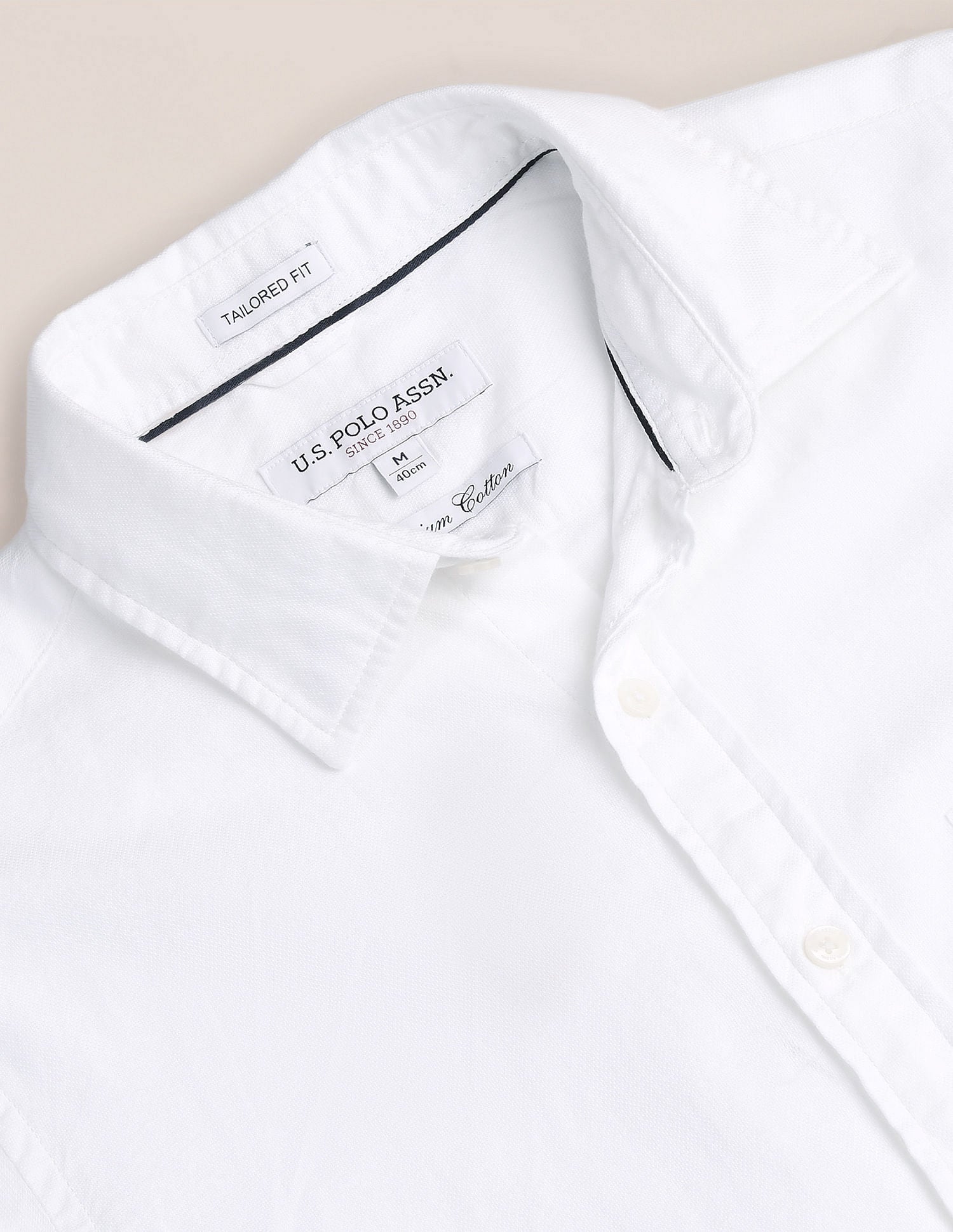 Tailored Fit Pure Cotton Shirt White - U.S. Polo Assn. India | Large