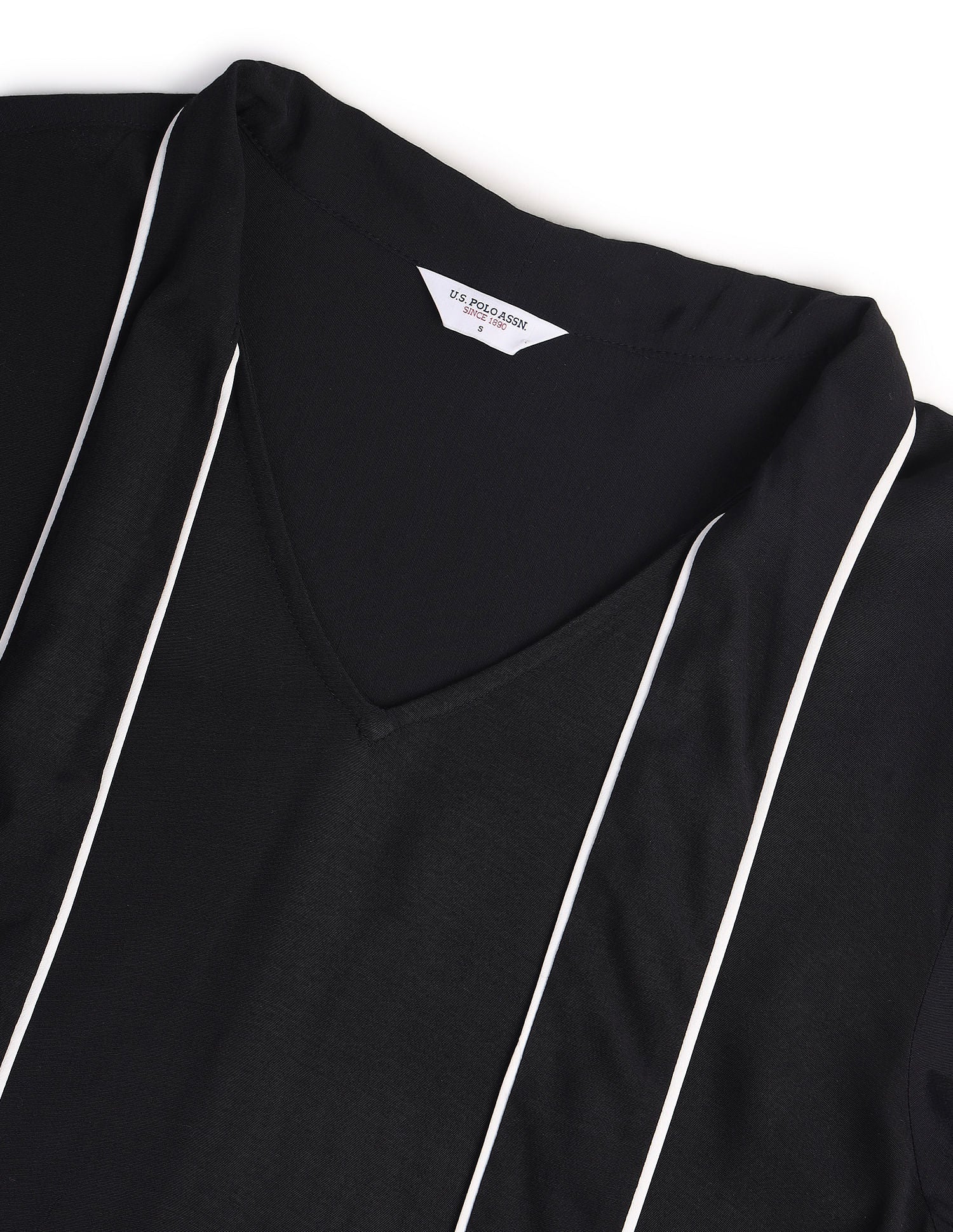 Bow Collar Long Sleeve Top Black - U.S. POLO ASSN. | Large