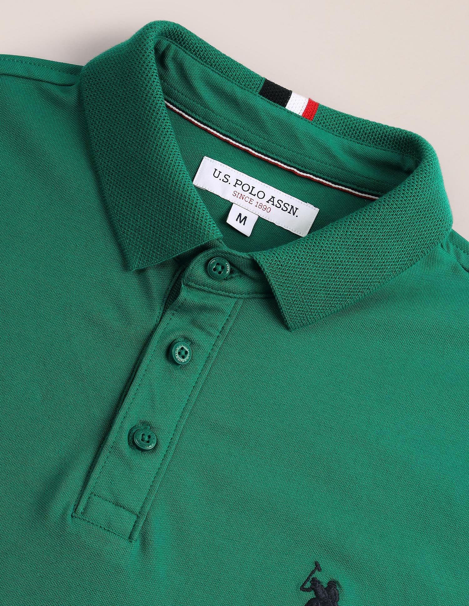 Solid Slim Fit Polo Shirt Dark Green - U.S. Polo Assn. India | Large