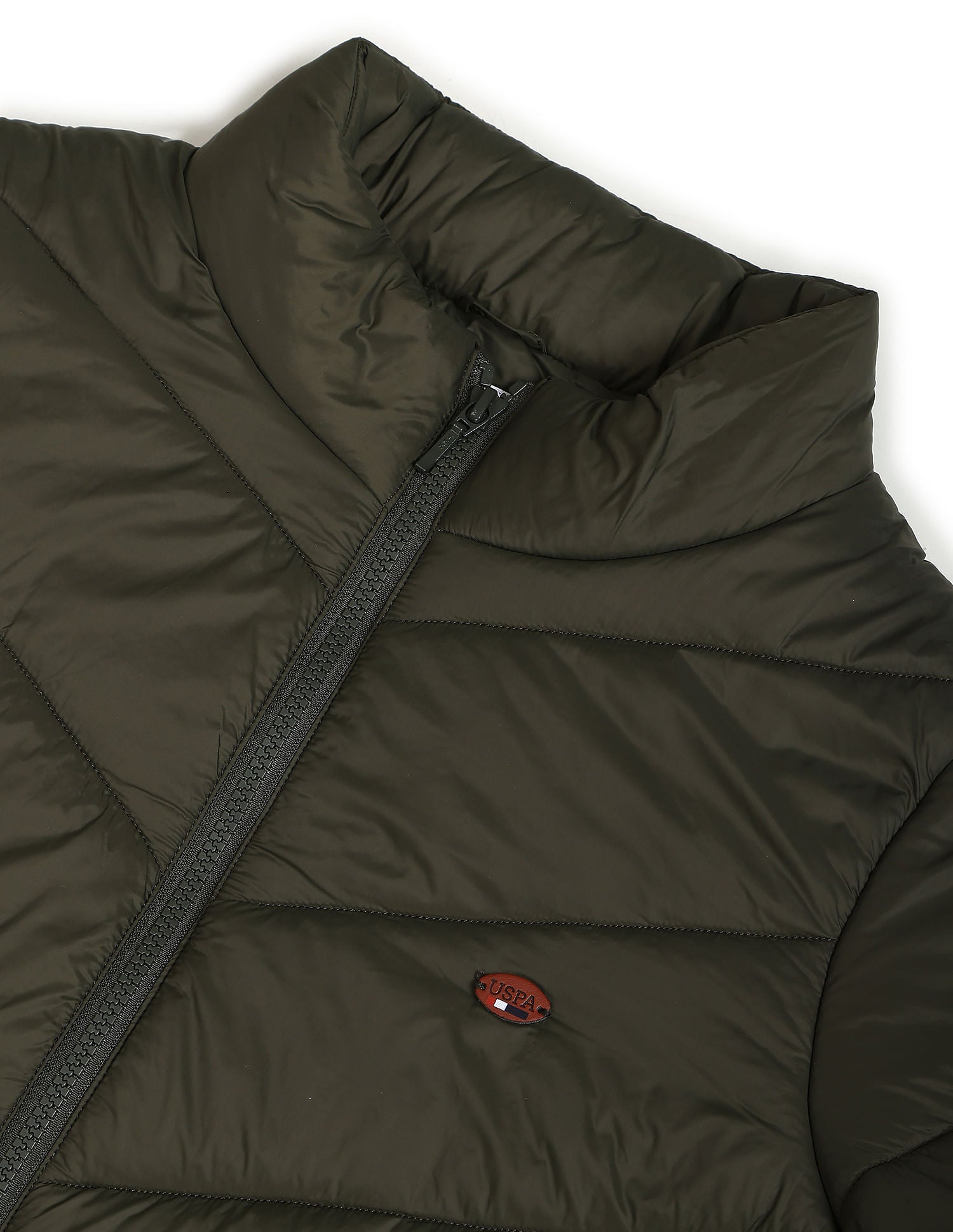 High Neck Longline Puffer Jacket Olive - U.S. POLO ASSN. | Large