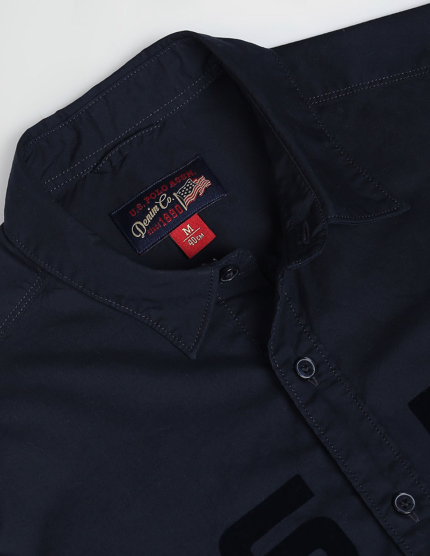 Tonal Typographic Print Casual Shirt Navy - U.S. POLO ASSN. | Large