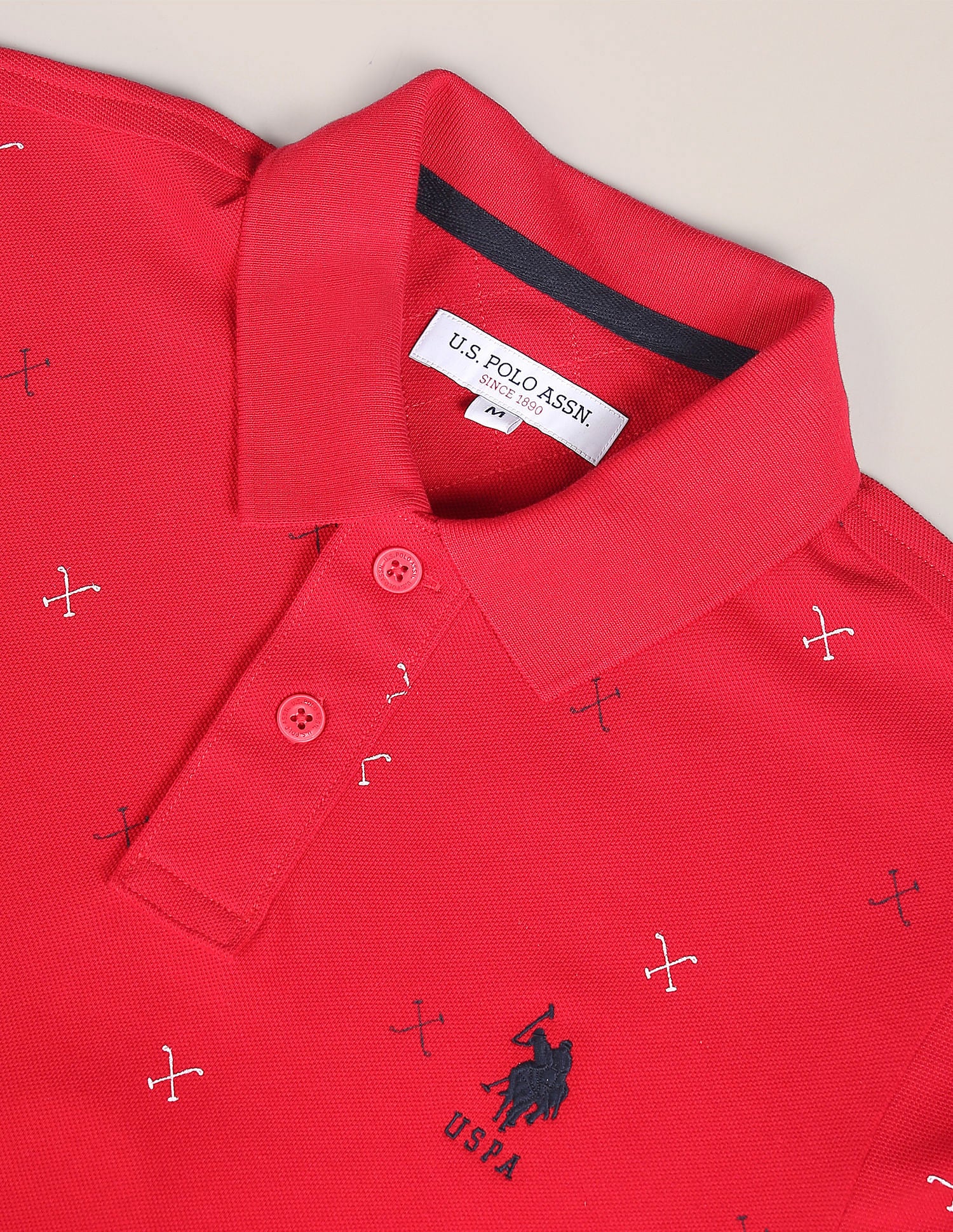 All Over Brand Print Polo Shirt Red - U.S. Polo Assn. India | Large