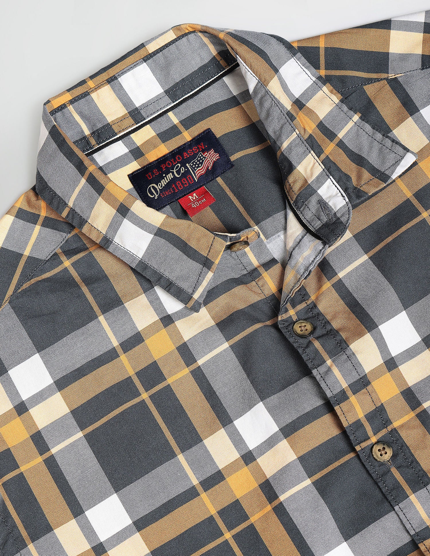 Tartan Check Cotton Shirt Grey - U.S. Polo Assn. India | Large