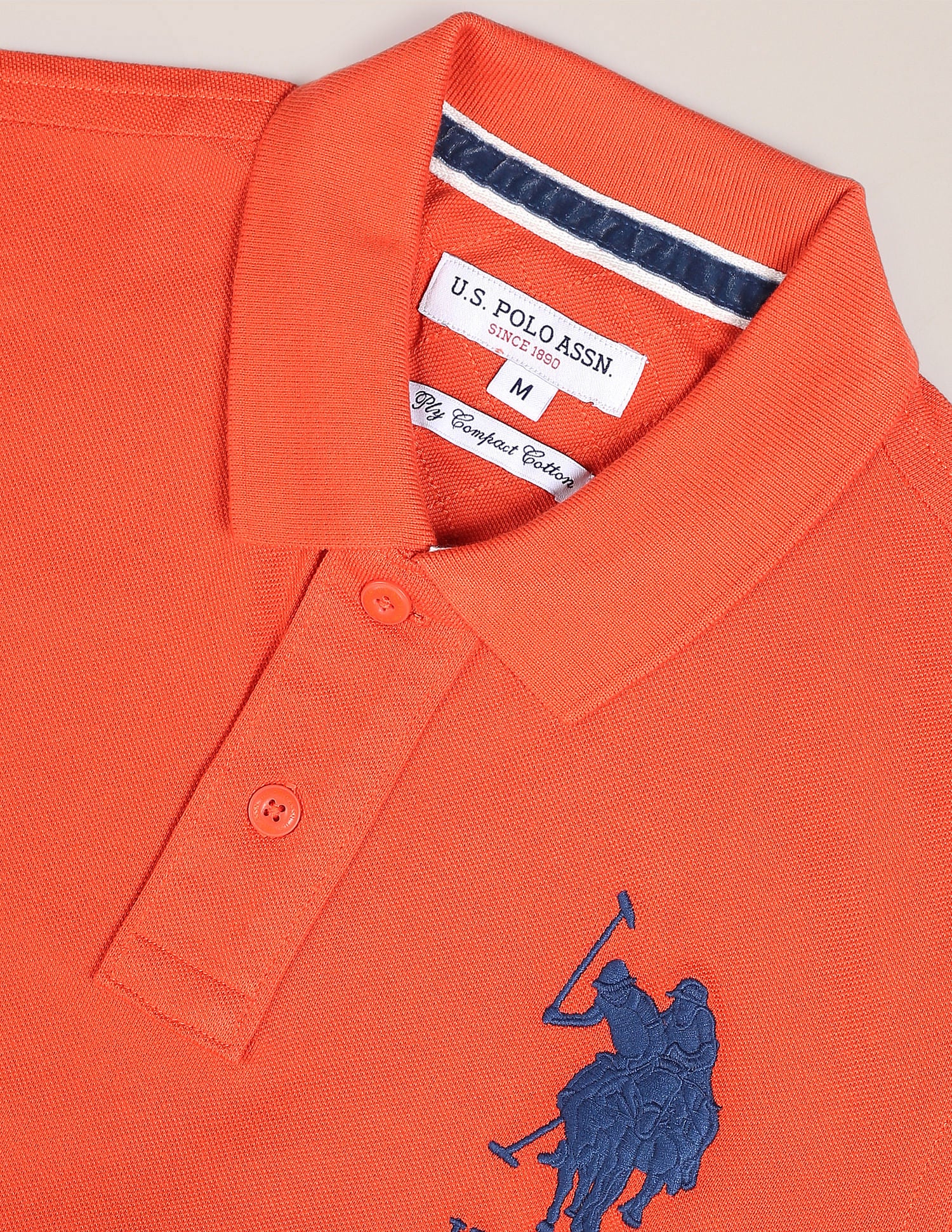 Compact Cotton Logo Polo Shirt Dark Orange - U.S. POLO ASSN. | Large