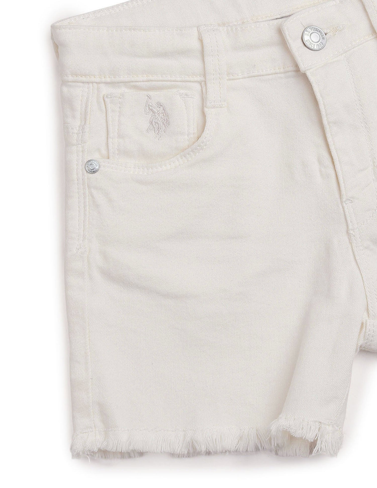 Girls Twill Denim Shorts White - U.S. Polo Assn. India | Large