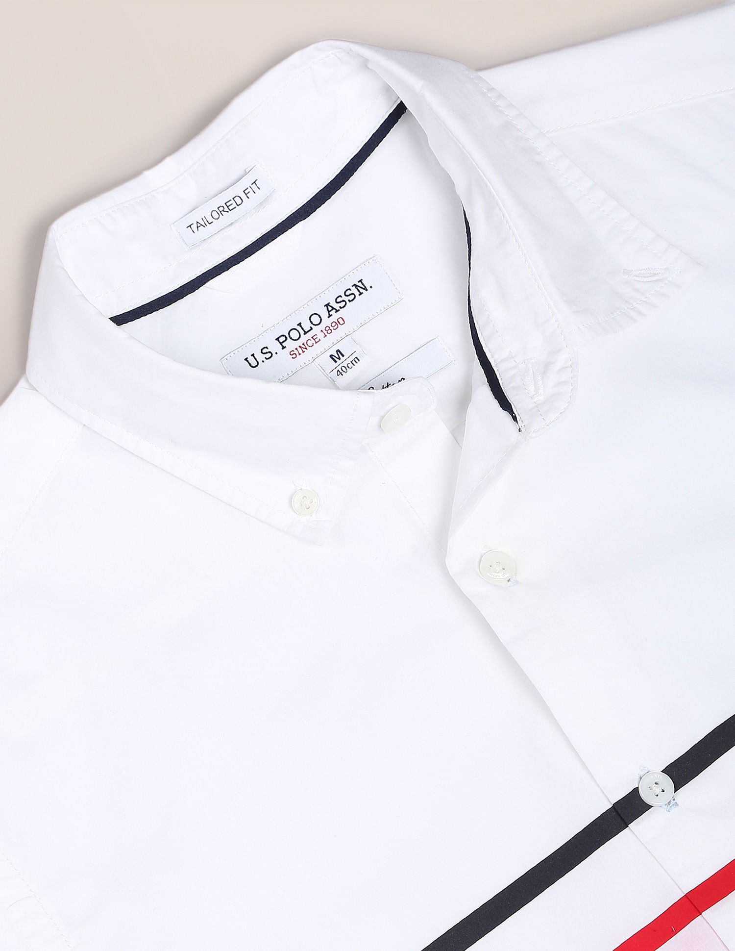 Horizontal Stripe Cotton Casual Shirt White - U.S. POLO ASSN. | Large