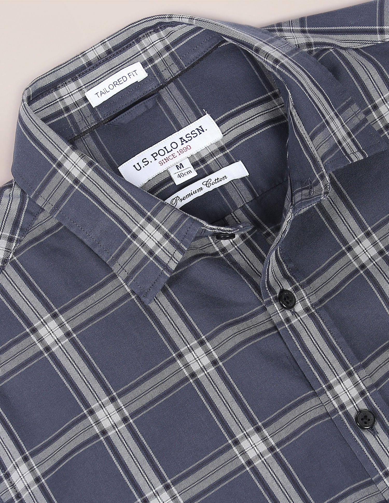 Tartan Check Twill Casual Shirt Dark Grey - U.S. Polo Assn. India | Large