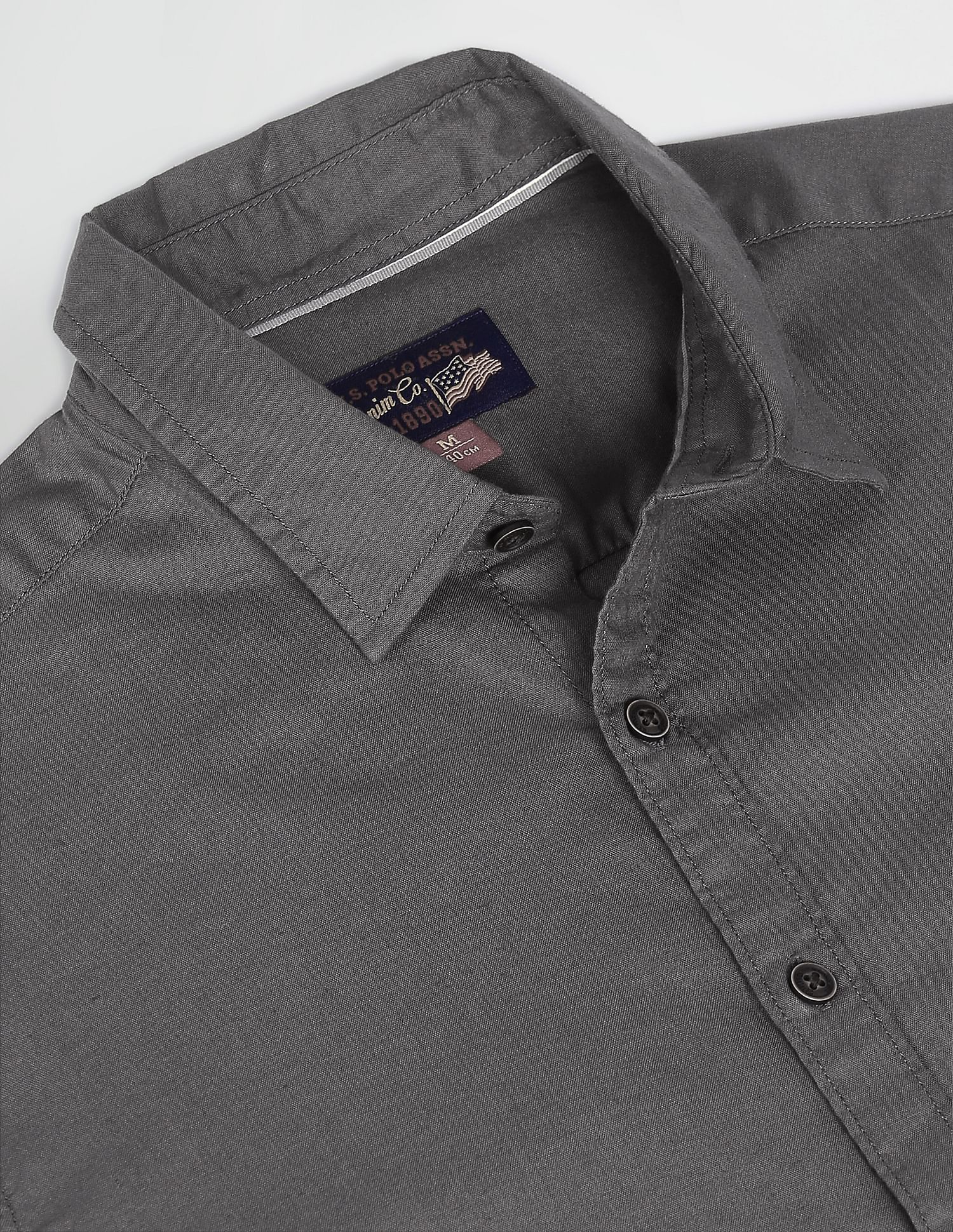 Pure Cotton Solid Casual Shirt Grey - U.S. POLO ASSN. | Large