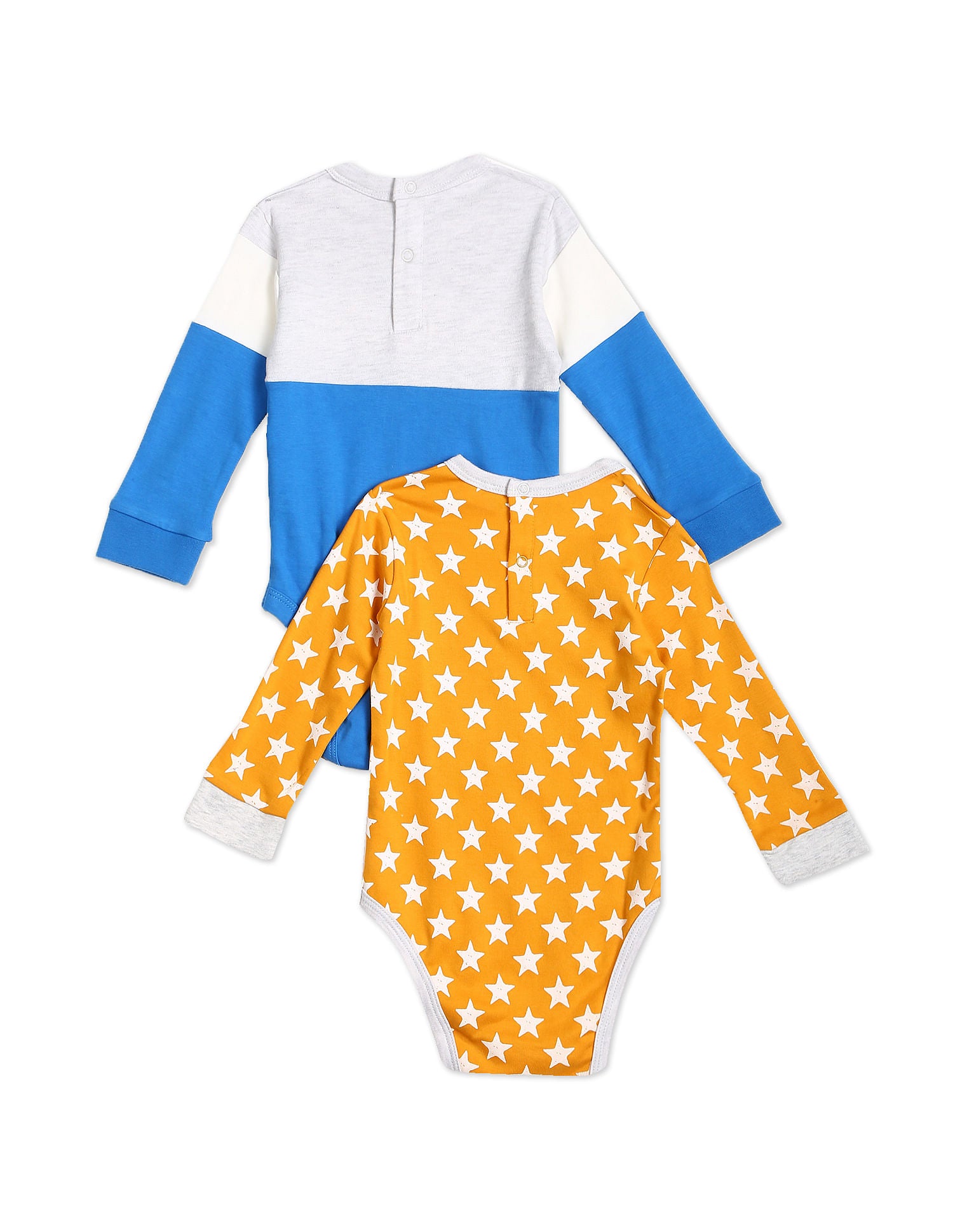 Baby Assorted Long Sleeve Bodysuit - Pack Of 2 Grey and Orange - U.S. POLO ASSN. | Large