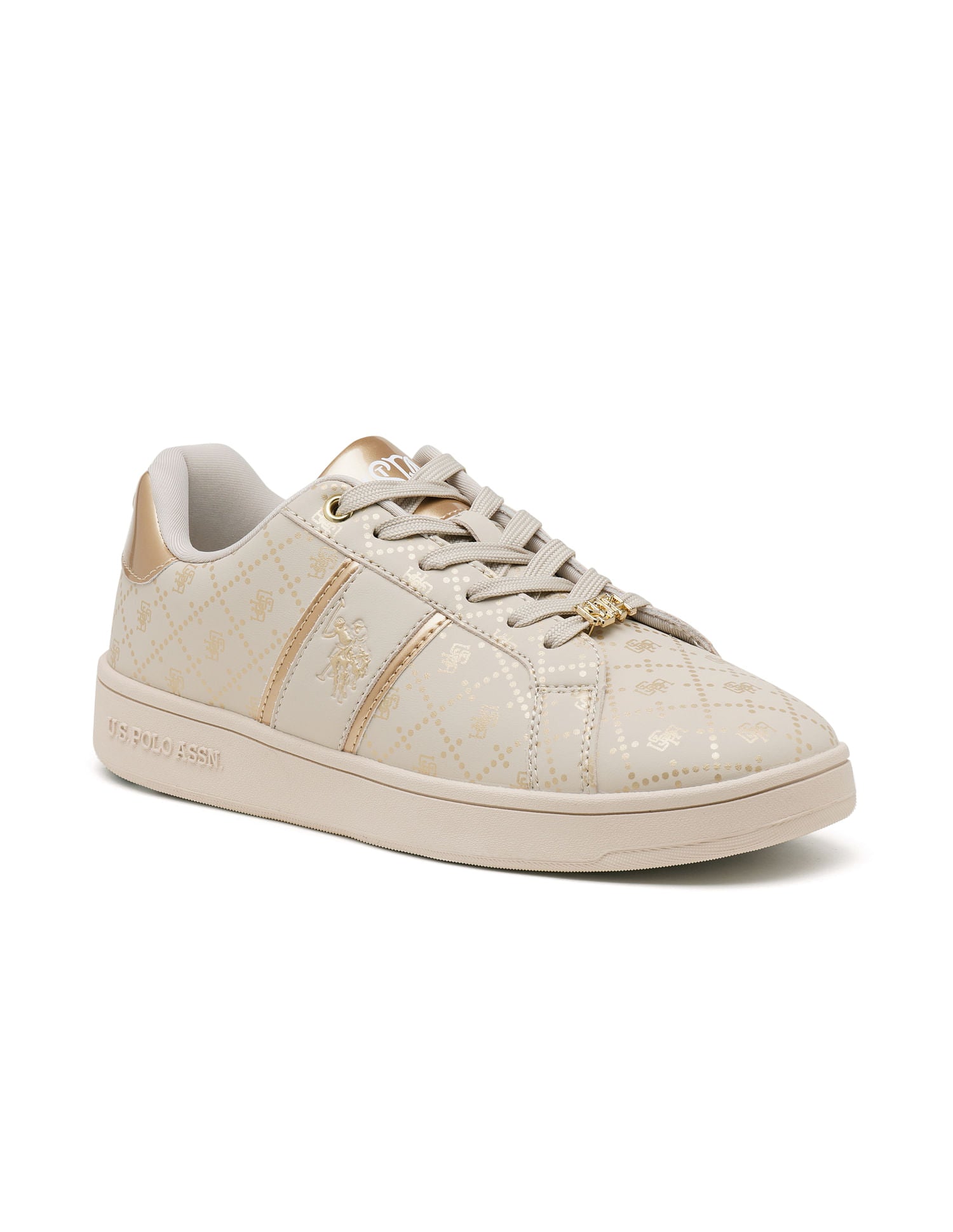 Women Brand Print Harriet Sneakers Beige - U.S. POLO ASSN. | Large