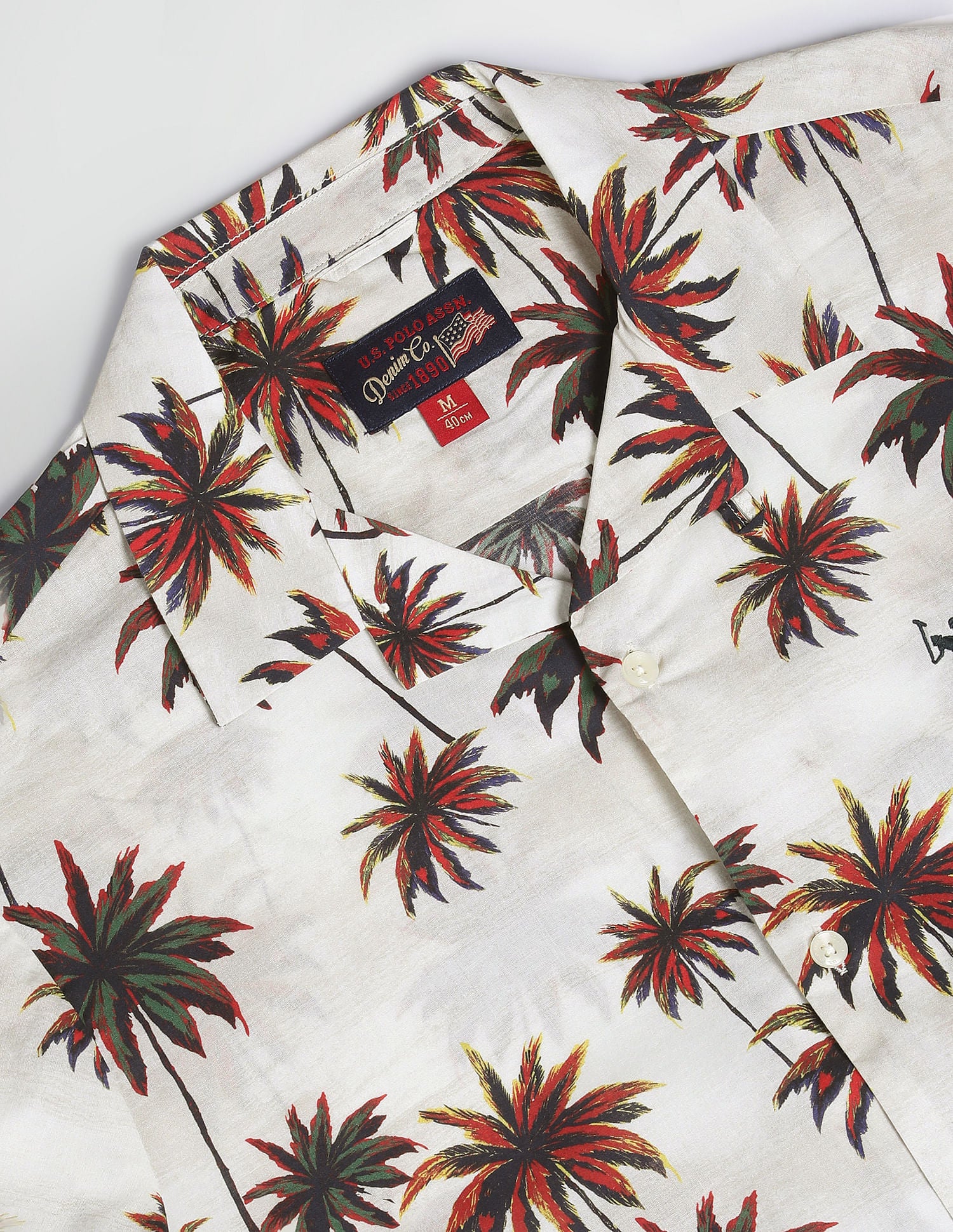 Tropical Print Cotton Shirt Light Grey - U.S. Polo Assn. India | Large