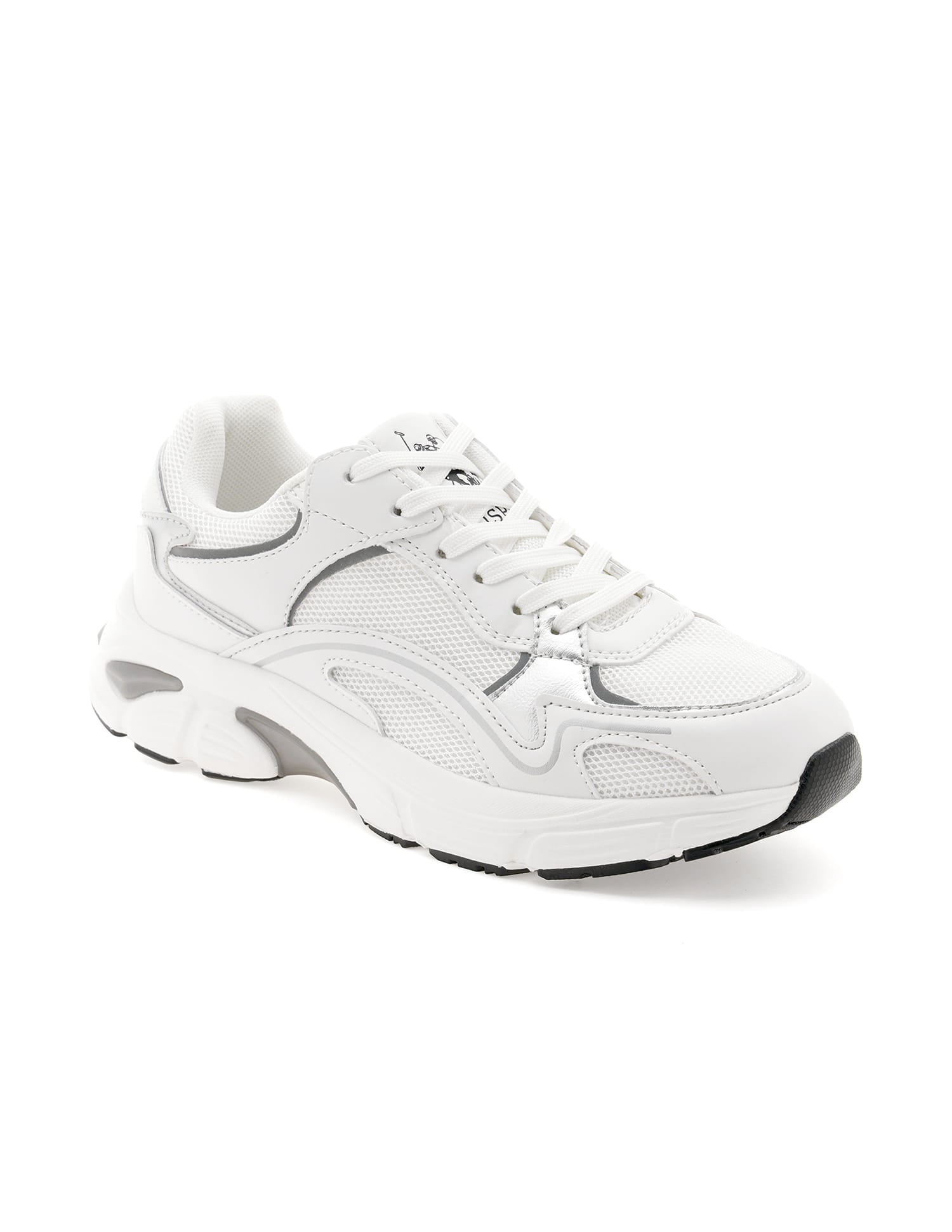 Women Metallic Logo Felicia Sneakers White - U.S. Polo Assn. India | Large
