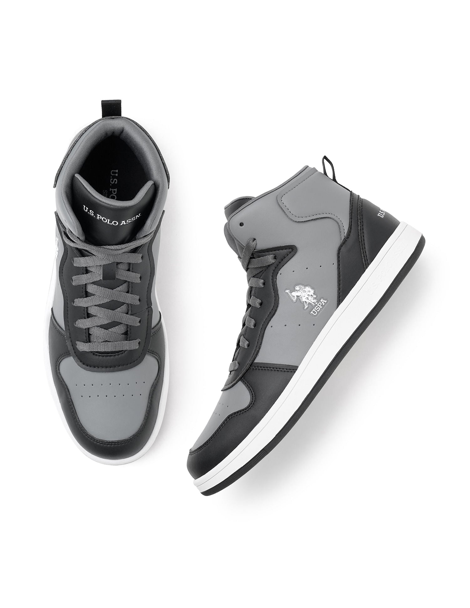 Men Rowan 2.0 Grey Retro Court Mid Top  Sneakers Grey - U.S. Polo Assn. India | Large