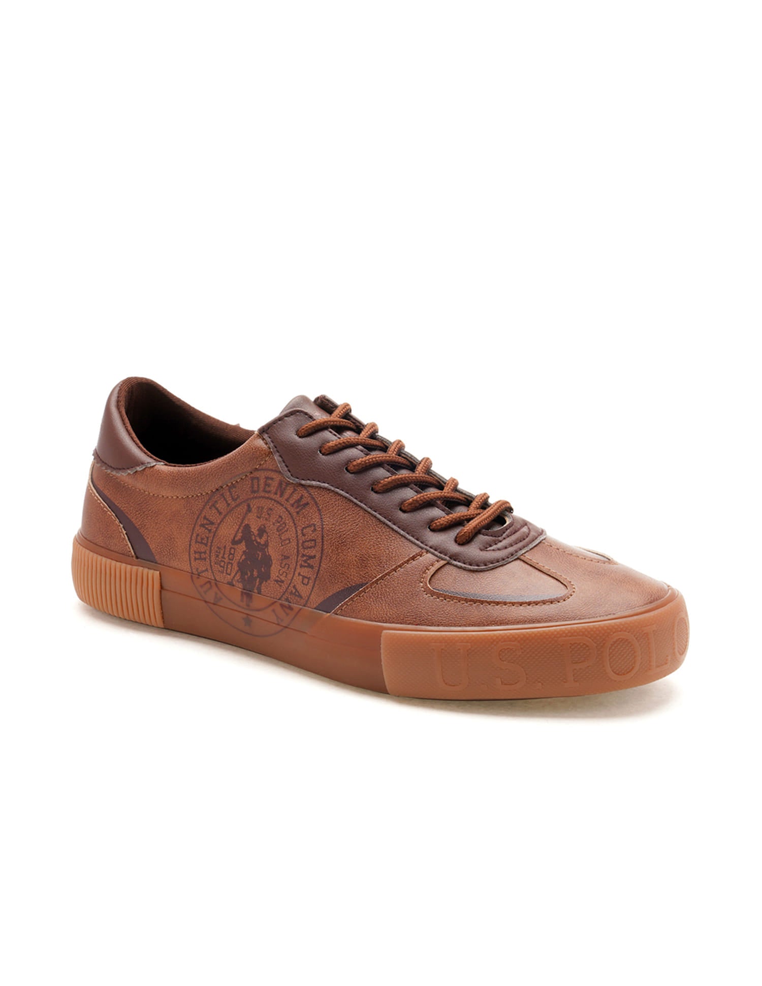 Men Brand Print Rens Sneakers Brown - U.S. Polo Assn. India | Large