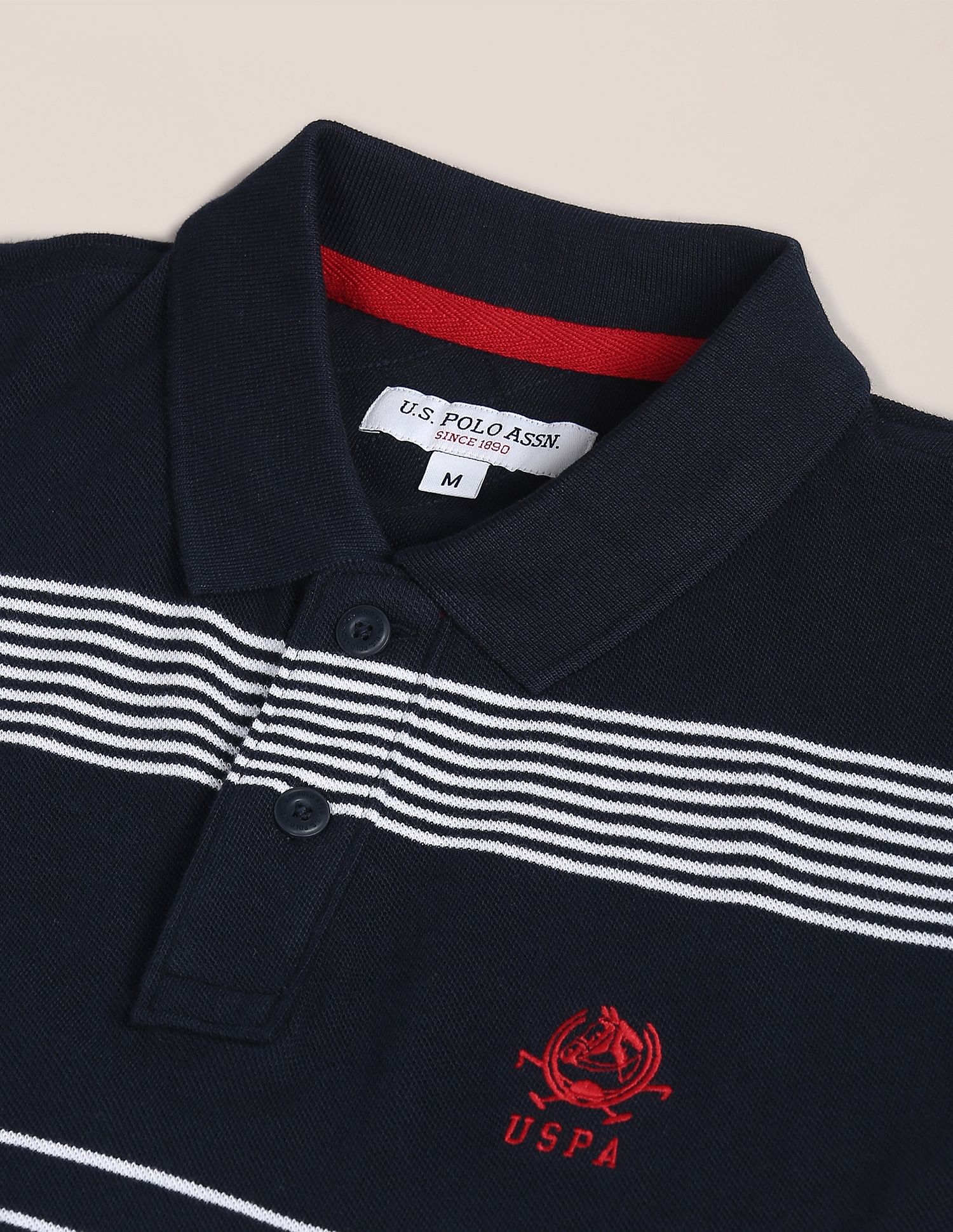 Horizontal Stripe Cotton Polo Shirt Navy - U.S. POLO ASSN. | Large