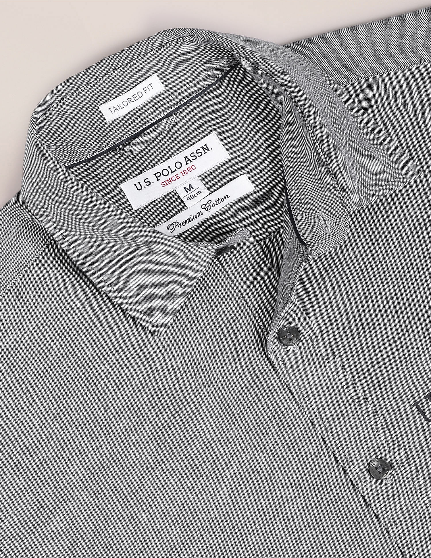 Colour Block Cotton Shirt Grey - U.S. POLO ASSN. | Large