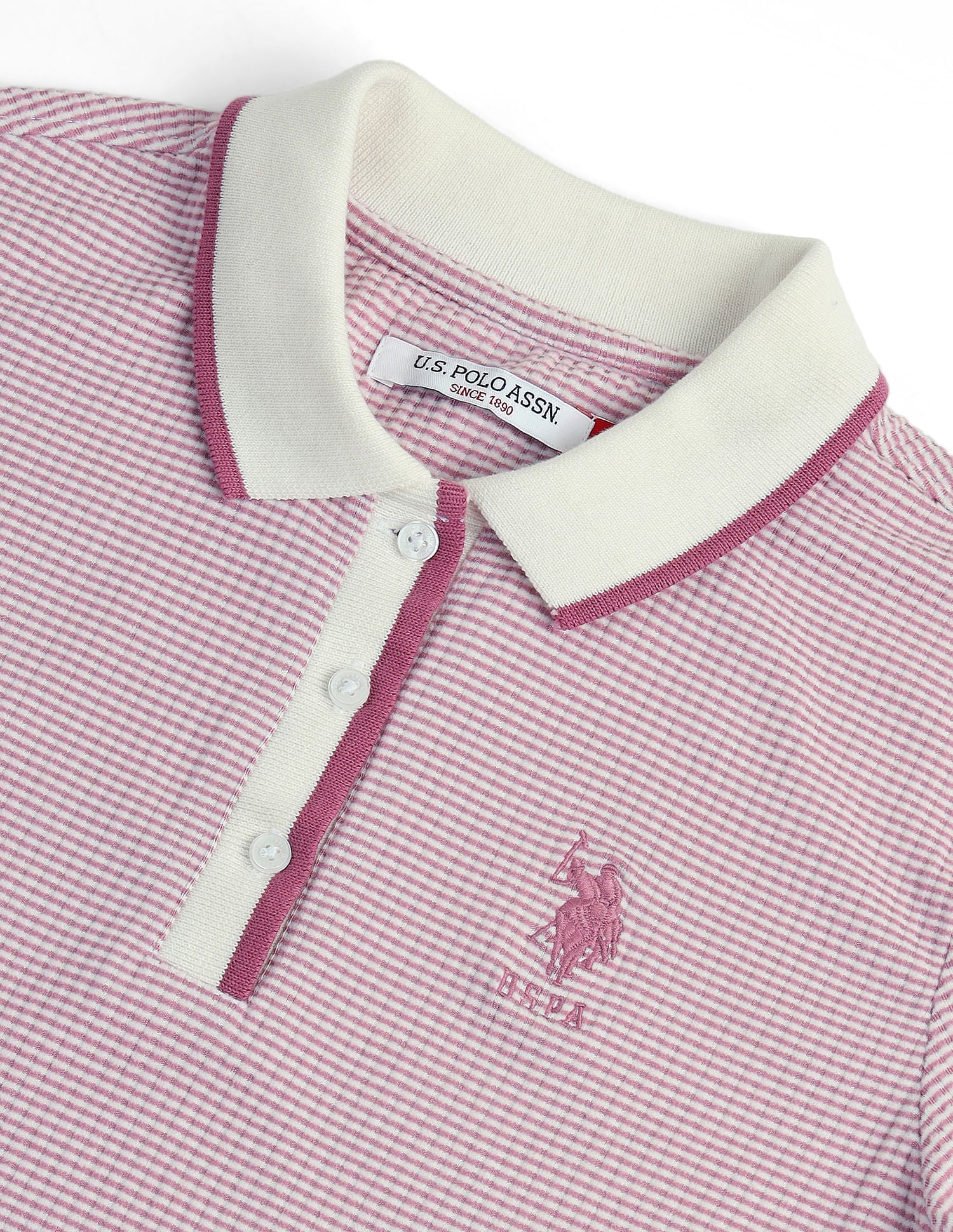 Tipped Collar Patterned Polo Shirt Purple - U.S. POLO ASSN. | Large