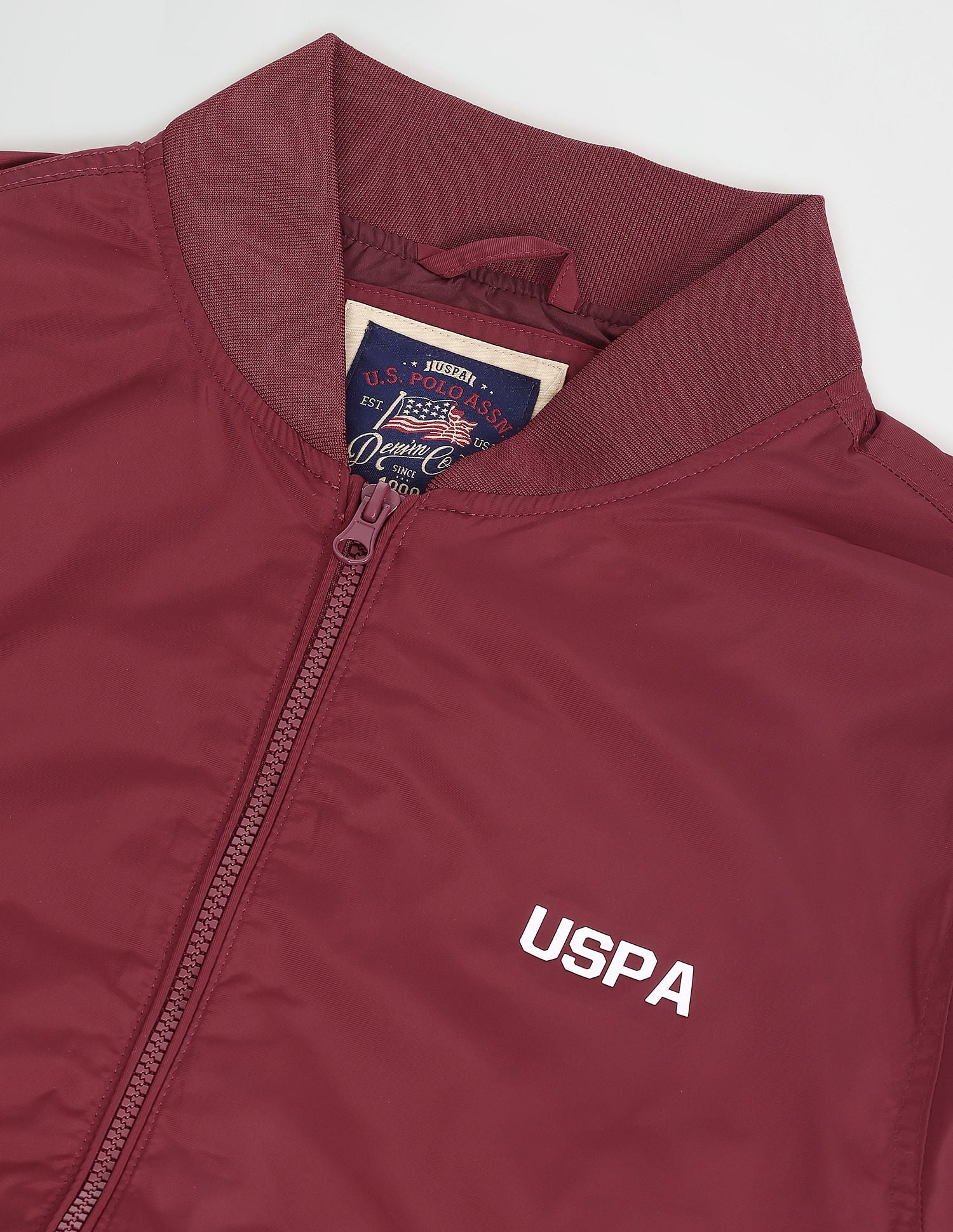 Solid Polyester Bomber Jacket Maroon - U.S. POLO ASSN. | Large