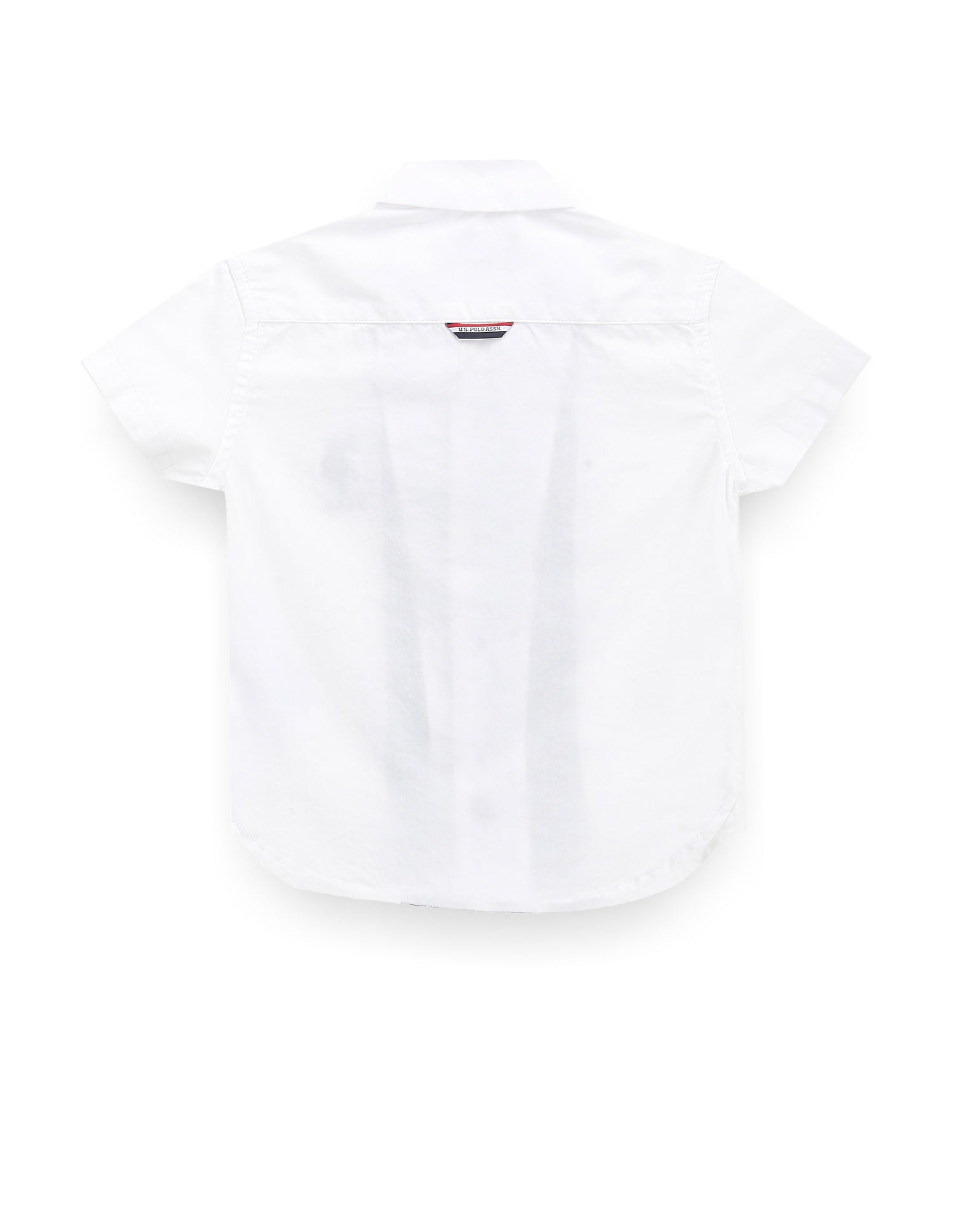 Colour Block Cotton Shirt White and Navy - U.S. Polo Assn. India | Large