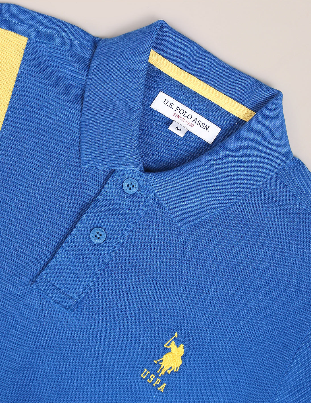 Colour Block Cotton Polo Shirt Blue - U.S. Polo Assn. India | Large