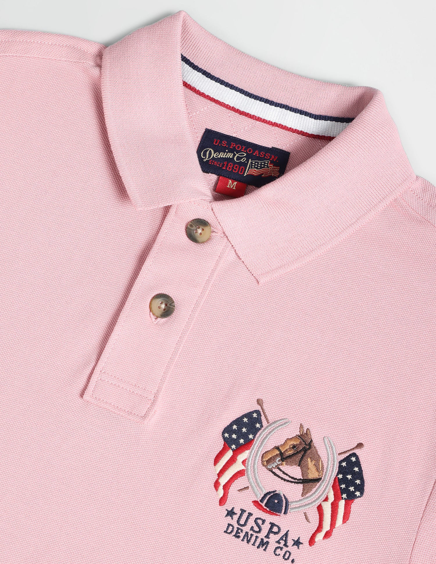 Solid Muscle Fit Polo Shirt Pink - U.S. Polo Assn. India | Large
