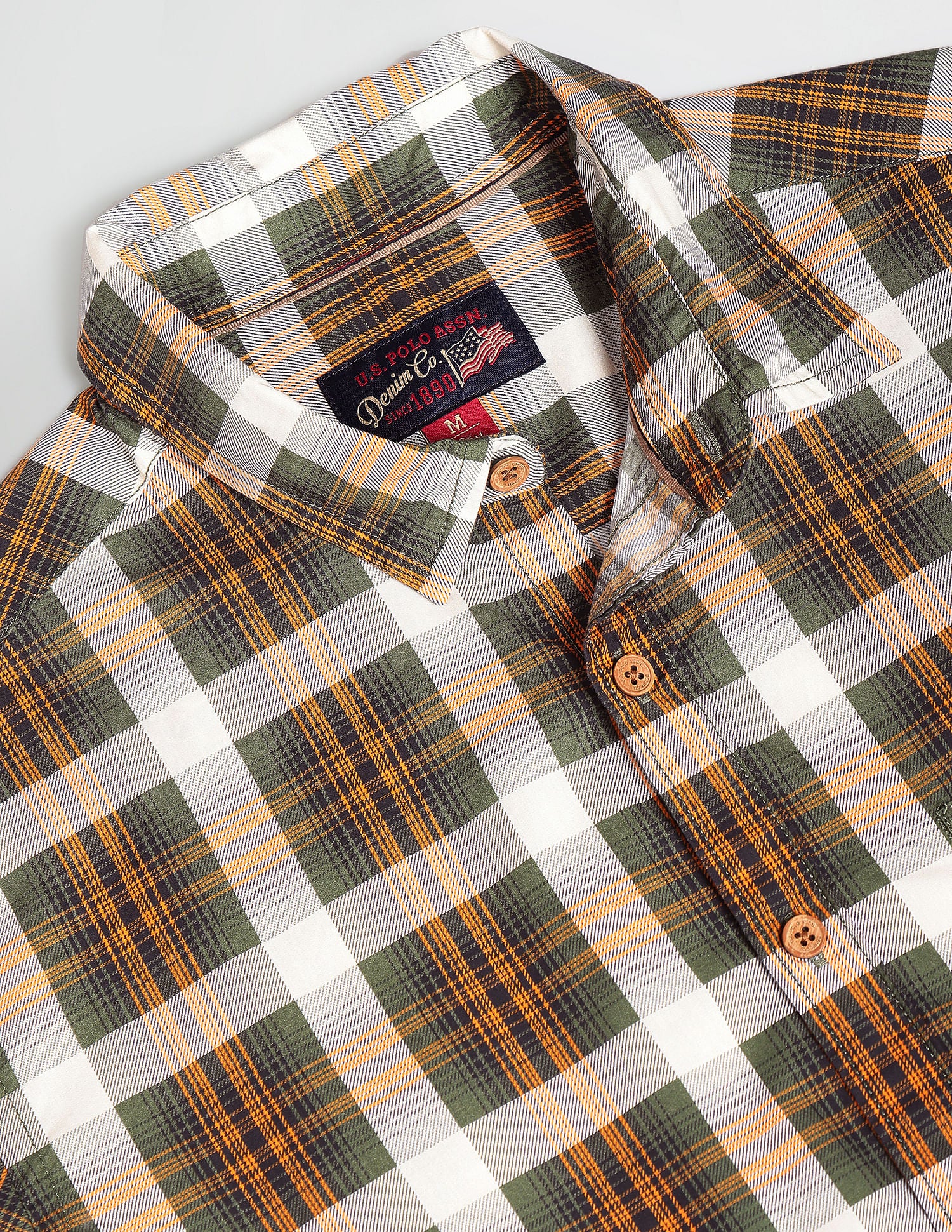Tartan Check Cotton Shirt Olive - U.S. POLO ASSN. | Large