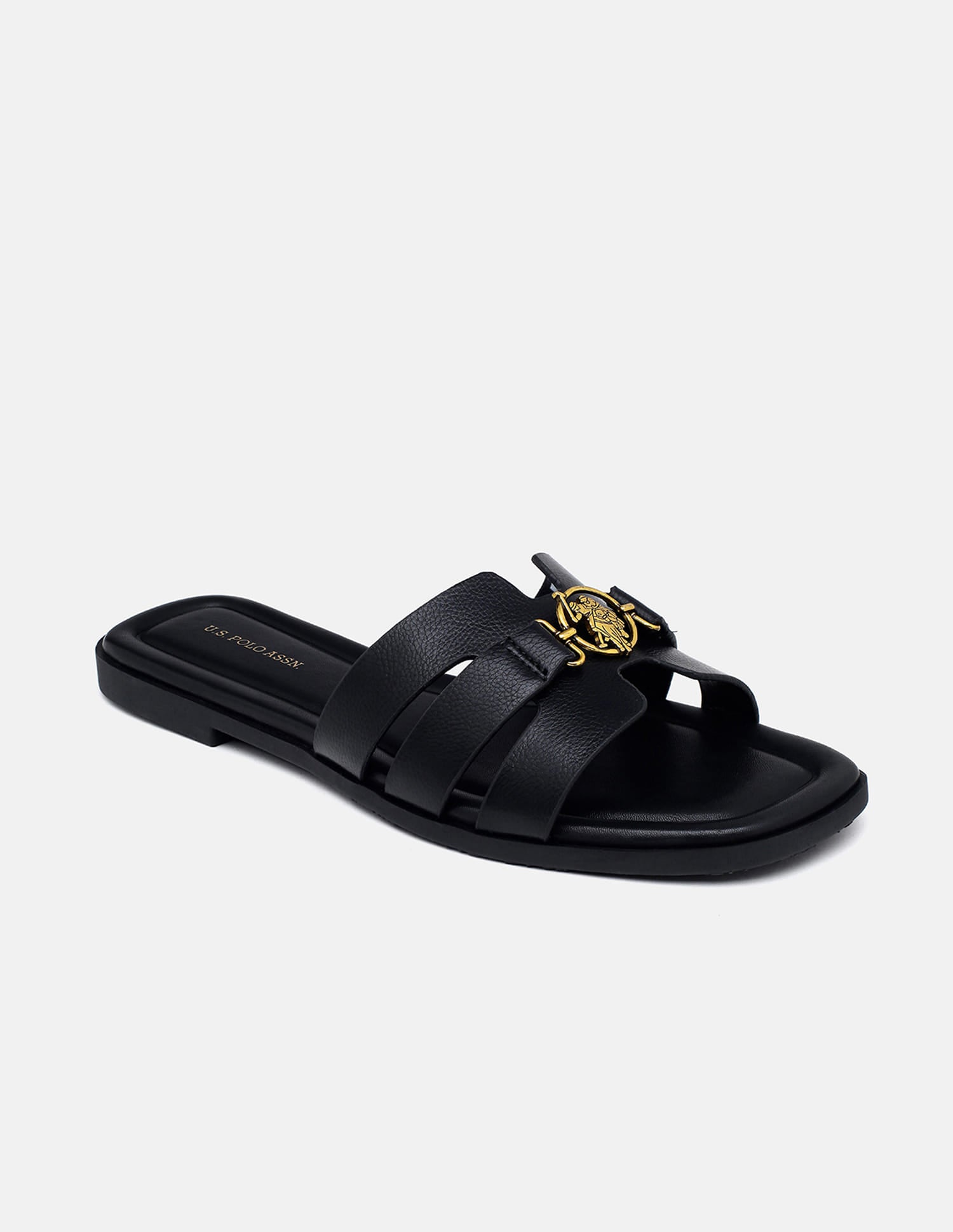Saphira Gold Hardware Sandals Black - U.S. Polo Assn. India | Large