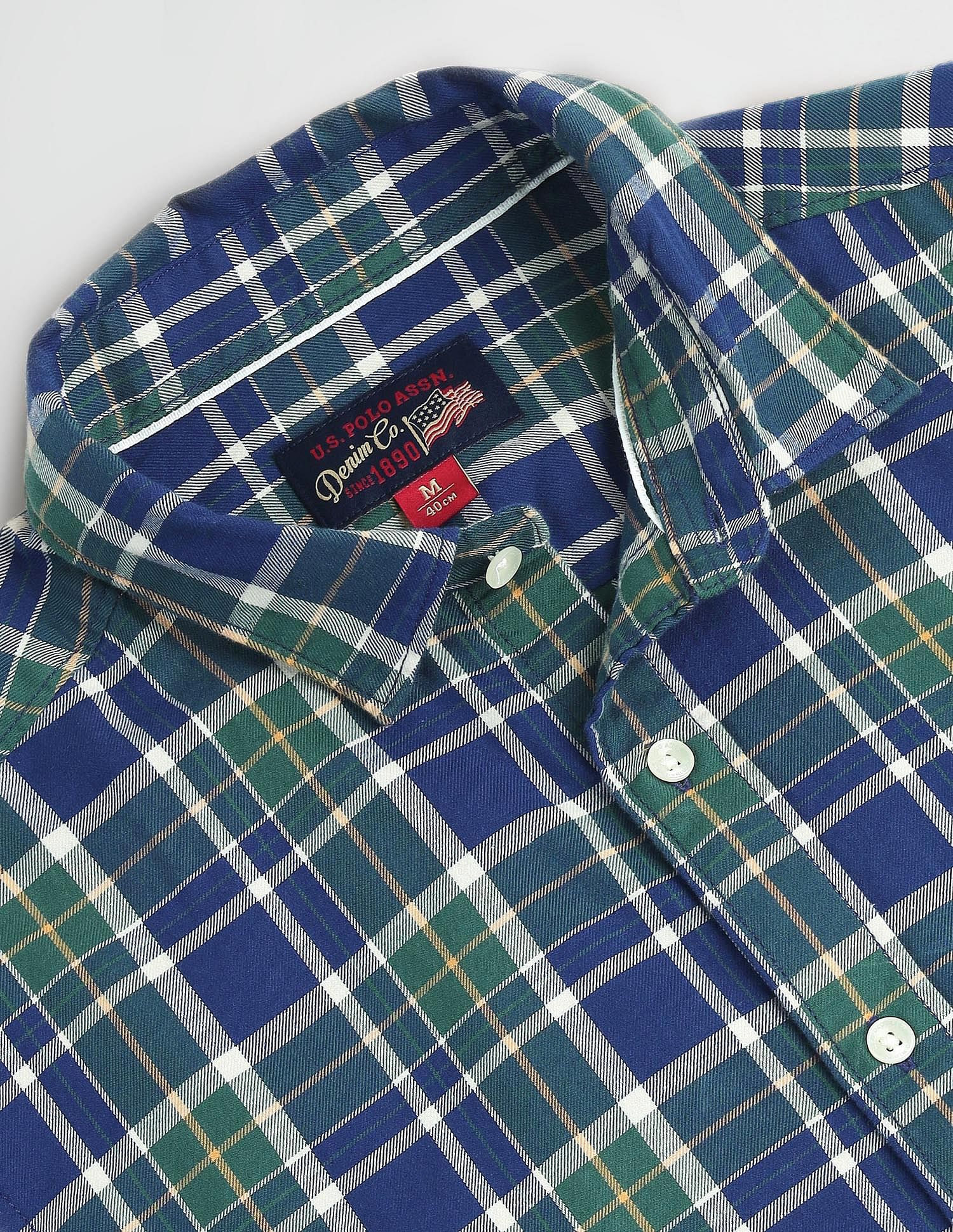Tartan Check Slim Fit Shirt Green - U.S. Polo Assn. India | Large