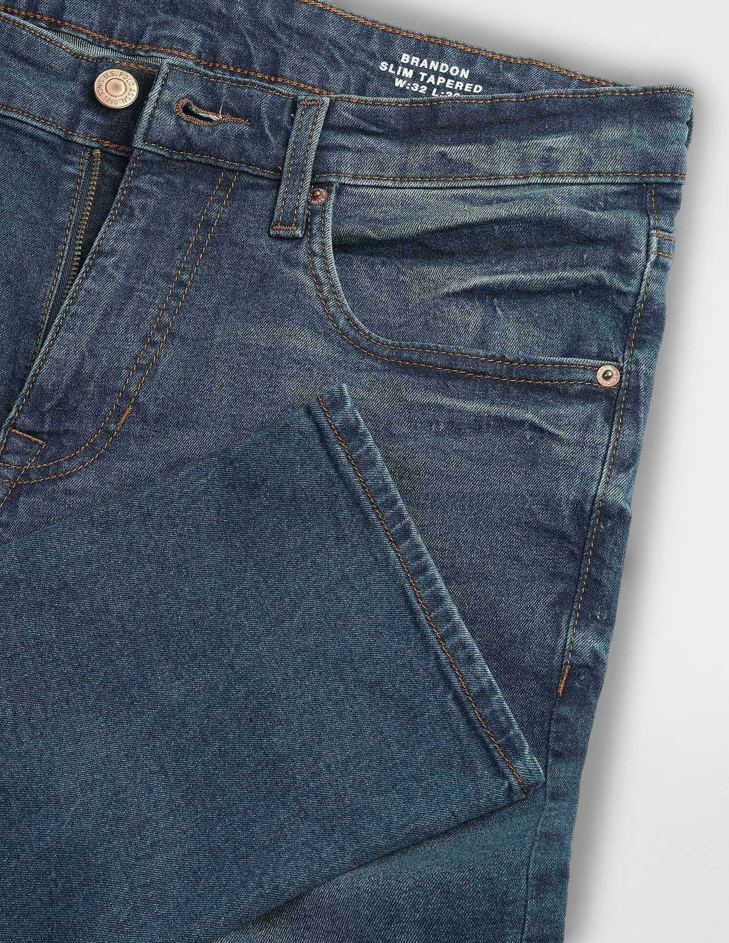 Brandon Slim Tapered Fit Blue Jeans Dark Blue - U.S. Polo Assn. India | Large