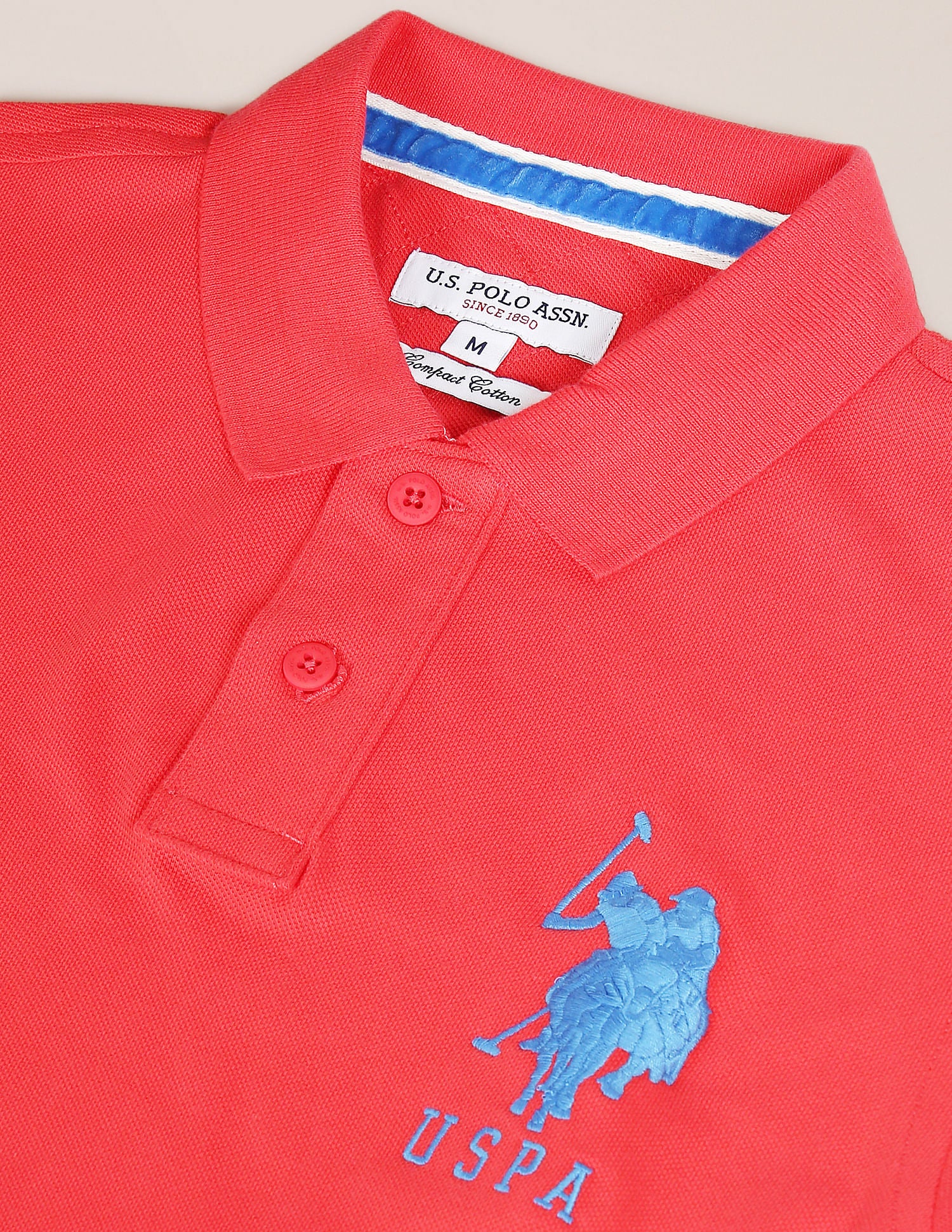 Compact Cotton Logo Polo Shirt Coral - U.S. POLO ASSN. | Large