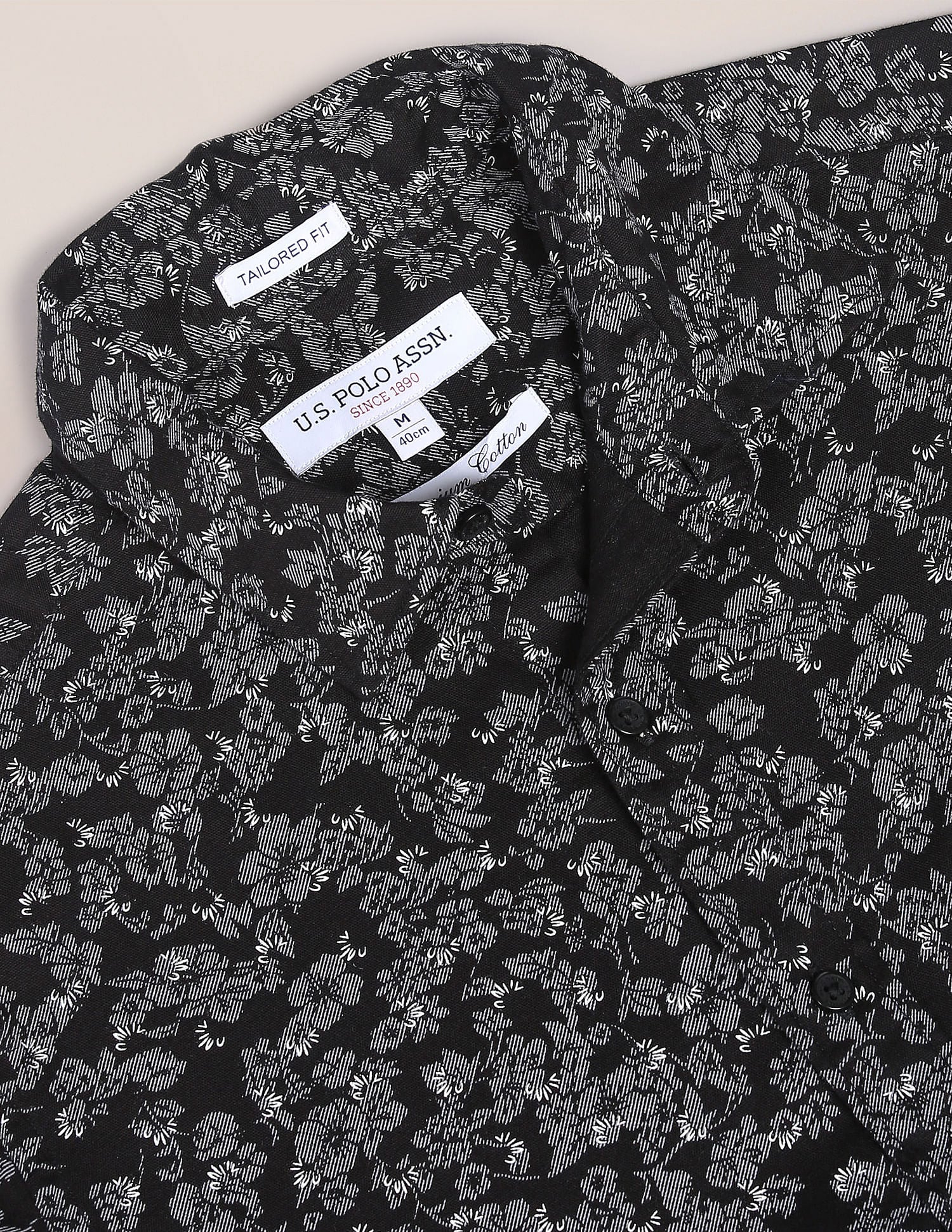 Floral Print Cotton Shirt Black - U.S. POLO ASSN. | Large