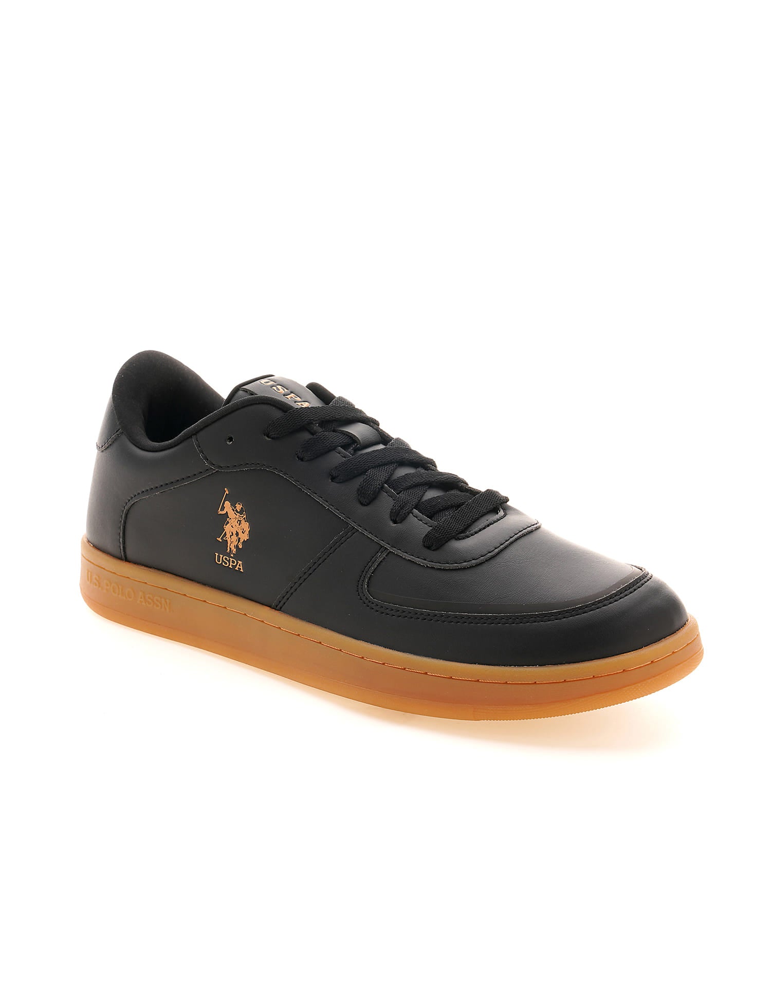 Men Reiner Black Retro Court Sneakers Black - U.S. Polo Assn. India | Large