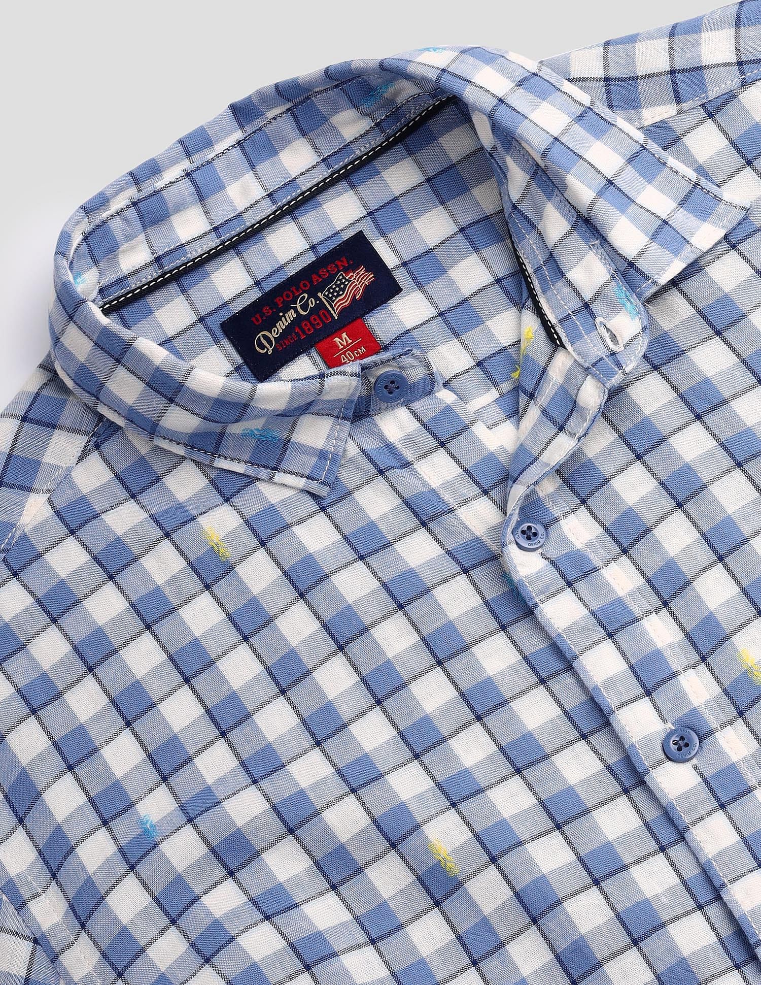 Shepherd Check Slim Shirt Blue - U.S. Polo Assn. India | Large